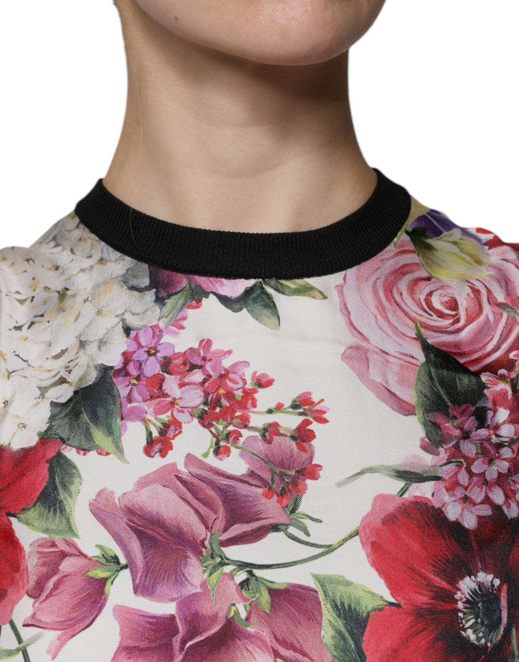 Haut/débardeur sans manches en soie à imprimé floral multicolore Dolce & Gabbana