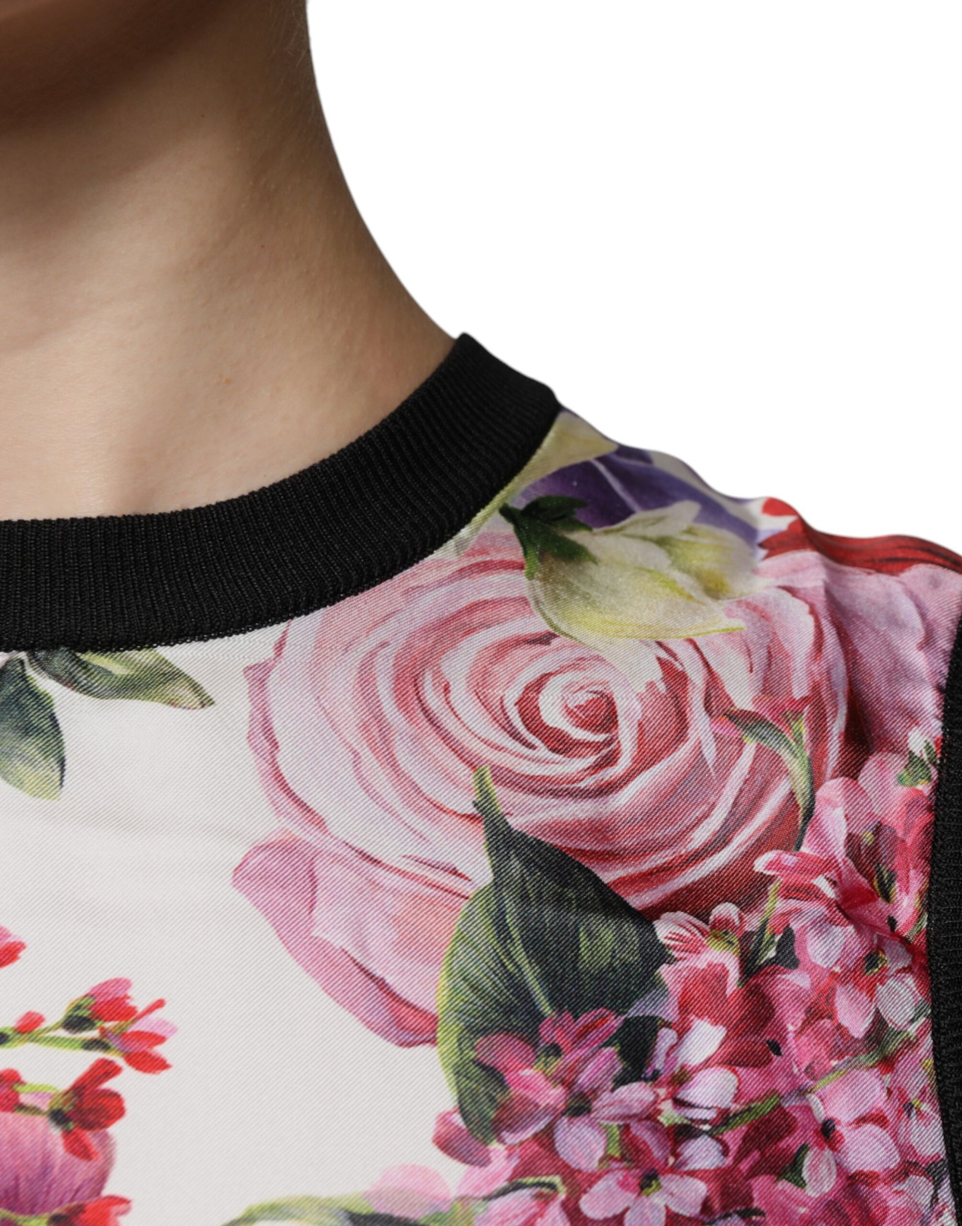 Haut/débardeur sans manches en soie à imprimé floral multicolore Dolce & Gabbana