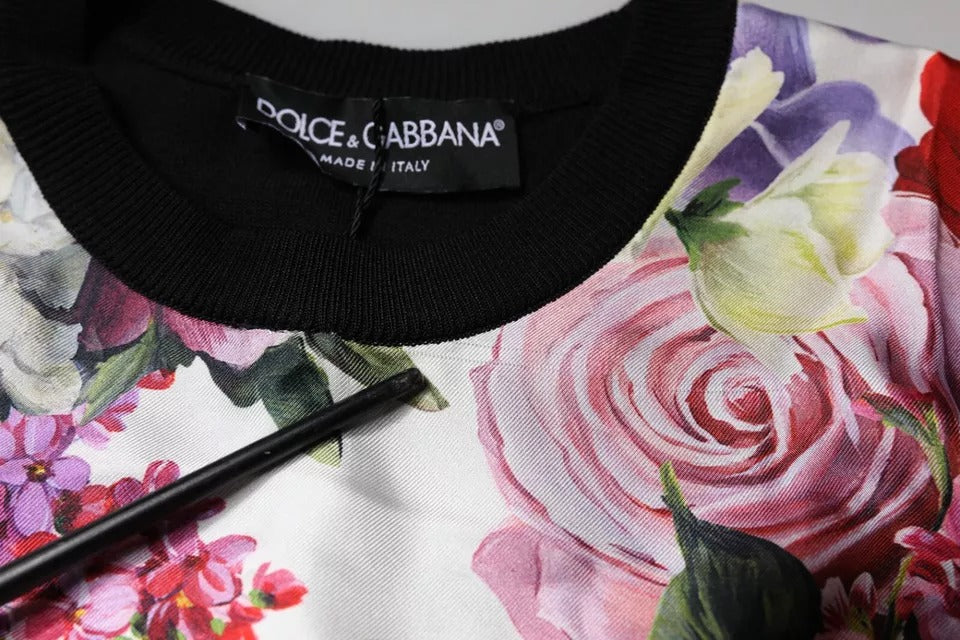 Haut/débardeur sans manches en soie à imprimé floral multicolore Dolce & Gabbana