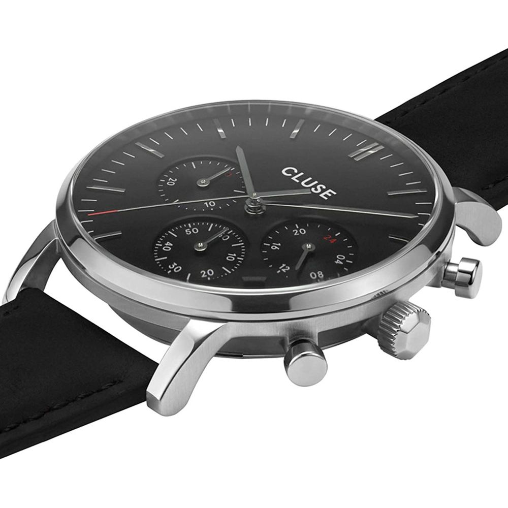Cluse – Schwarze Lederuhr