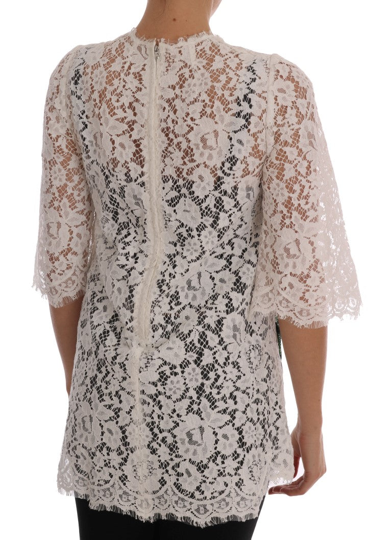 Chemisier en dentelle orné de cristaux blancs Dolce & Gabbana