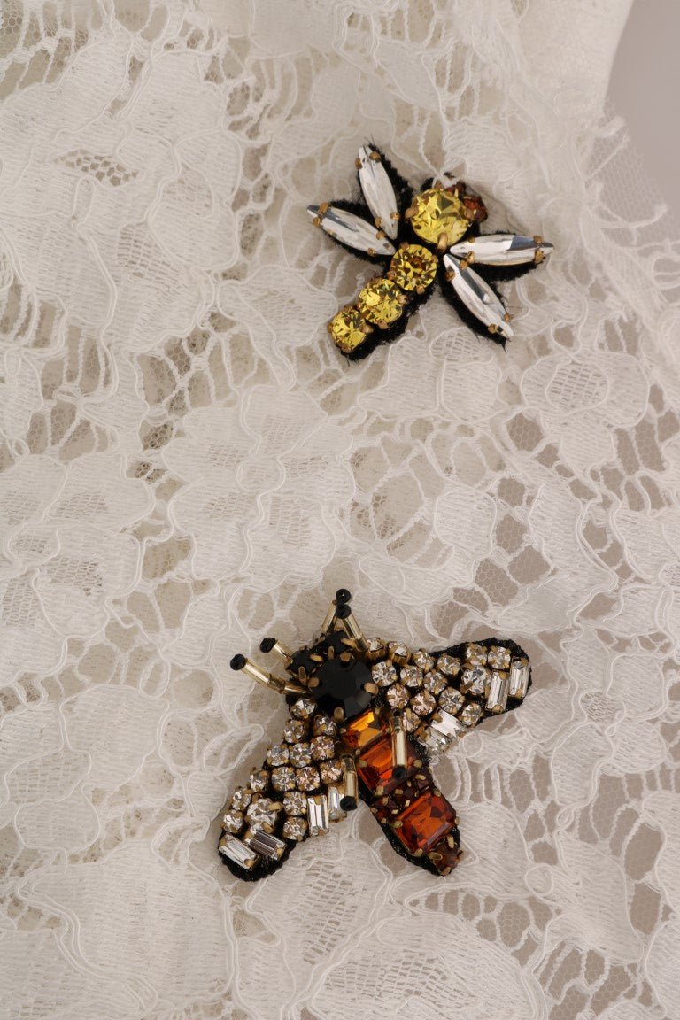Chemisier en dentelle orné de cristaux blancs Dolce & Gabbana