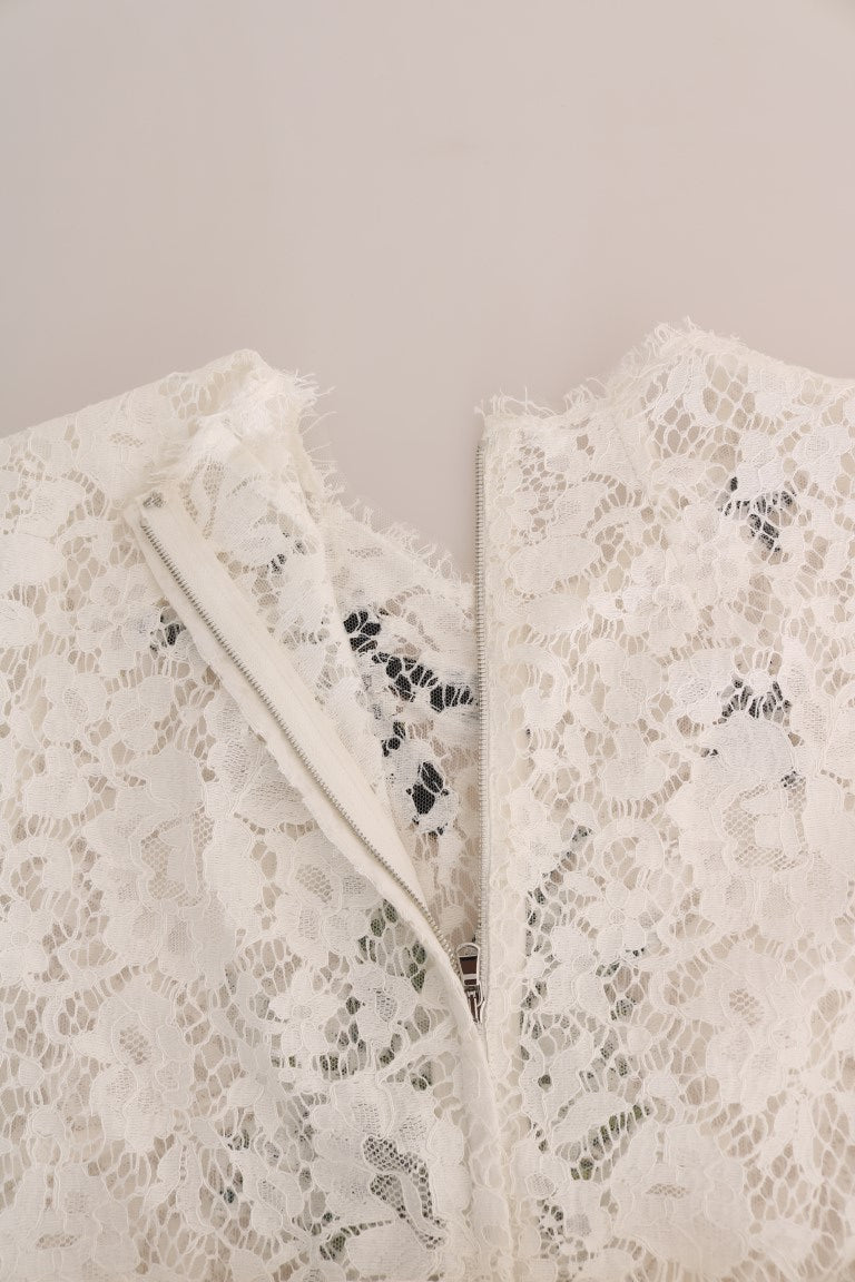 Chemisier en dentelle orné de cristaux blancs Dolce & Gabbana