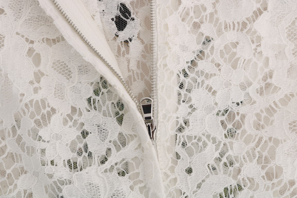 Chemisier en dentelle orné de cristaux blancs Dolce & Gabbana
