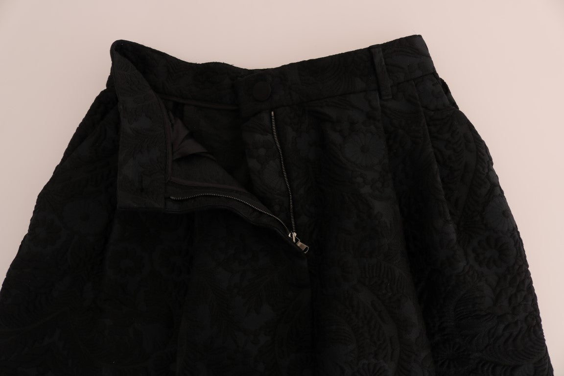 Shorts Capri Dolce & Gabbana en brocart noir à taille haute