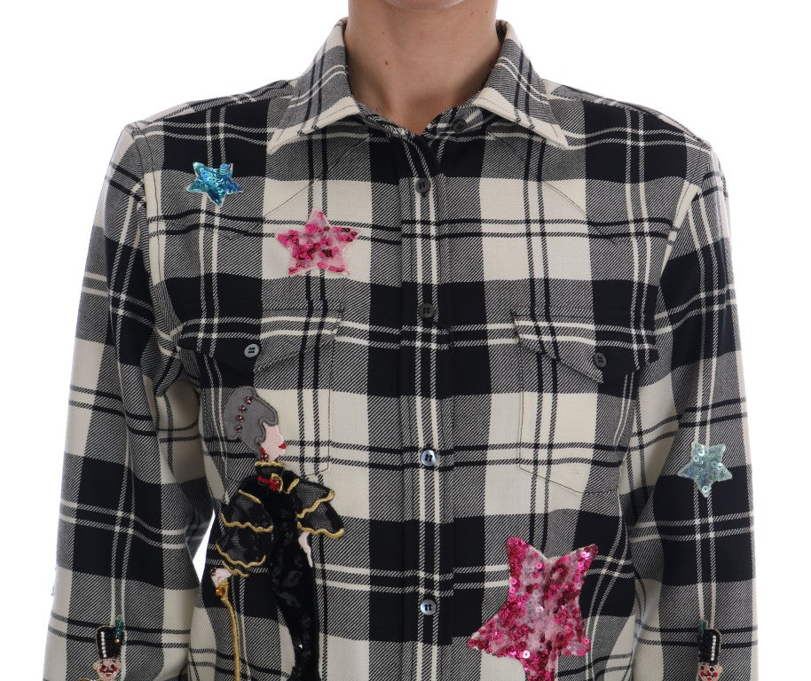 Chemise Dolce & Gabbana Conte de fées en cristal noir et blanc