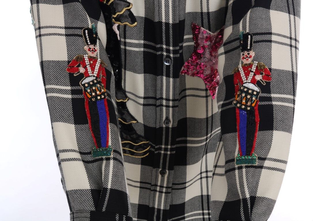 Chemise Dolce & Gabbana Conte de fées en cristal noir et blanc