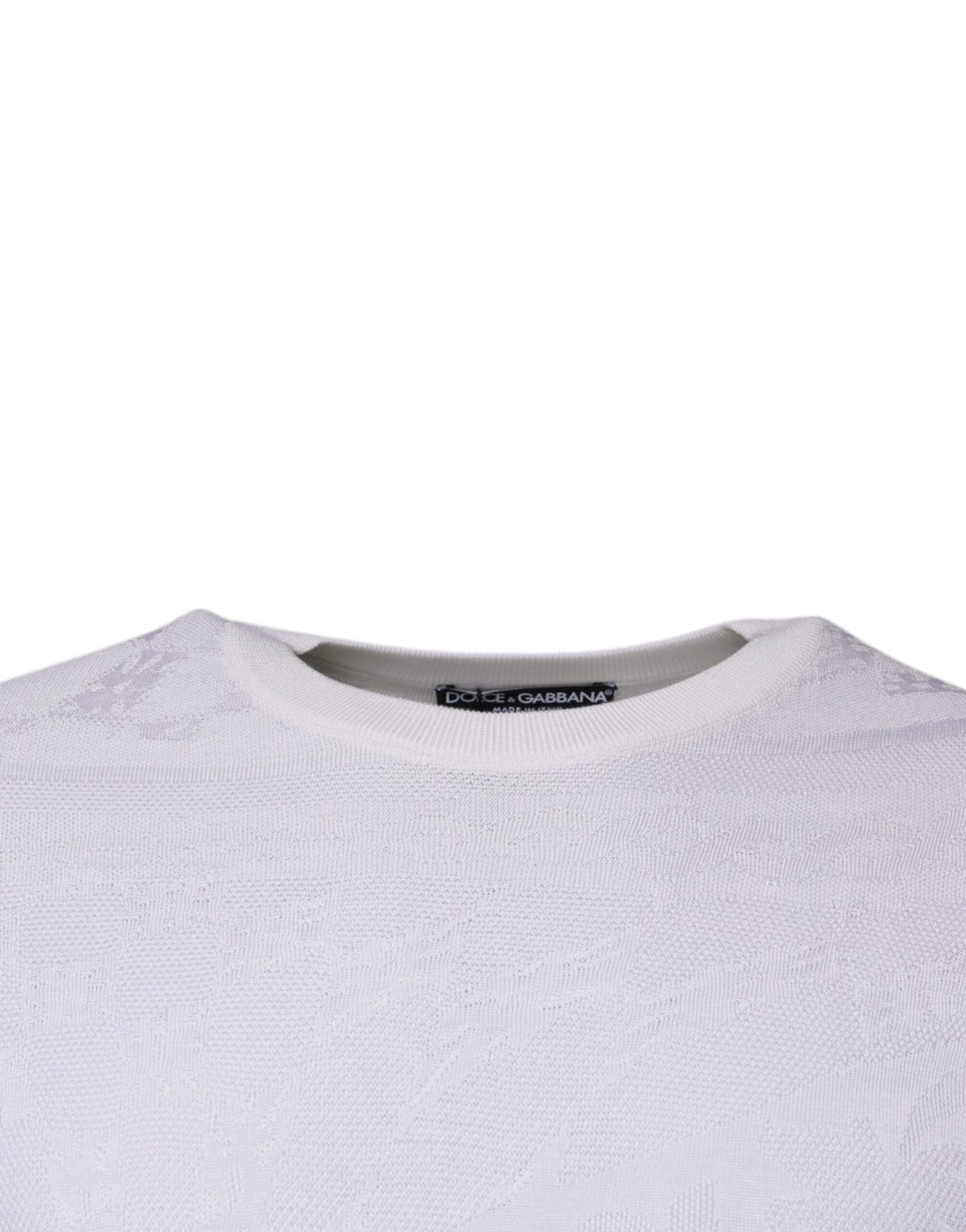Pull ras-du-cou en soie blanche Dolce & Gabbana pour homme