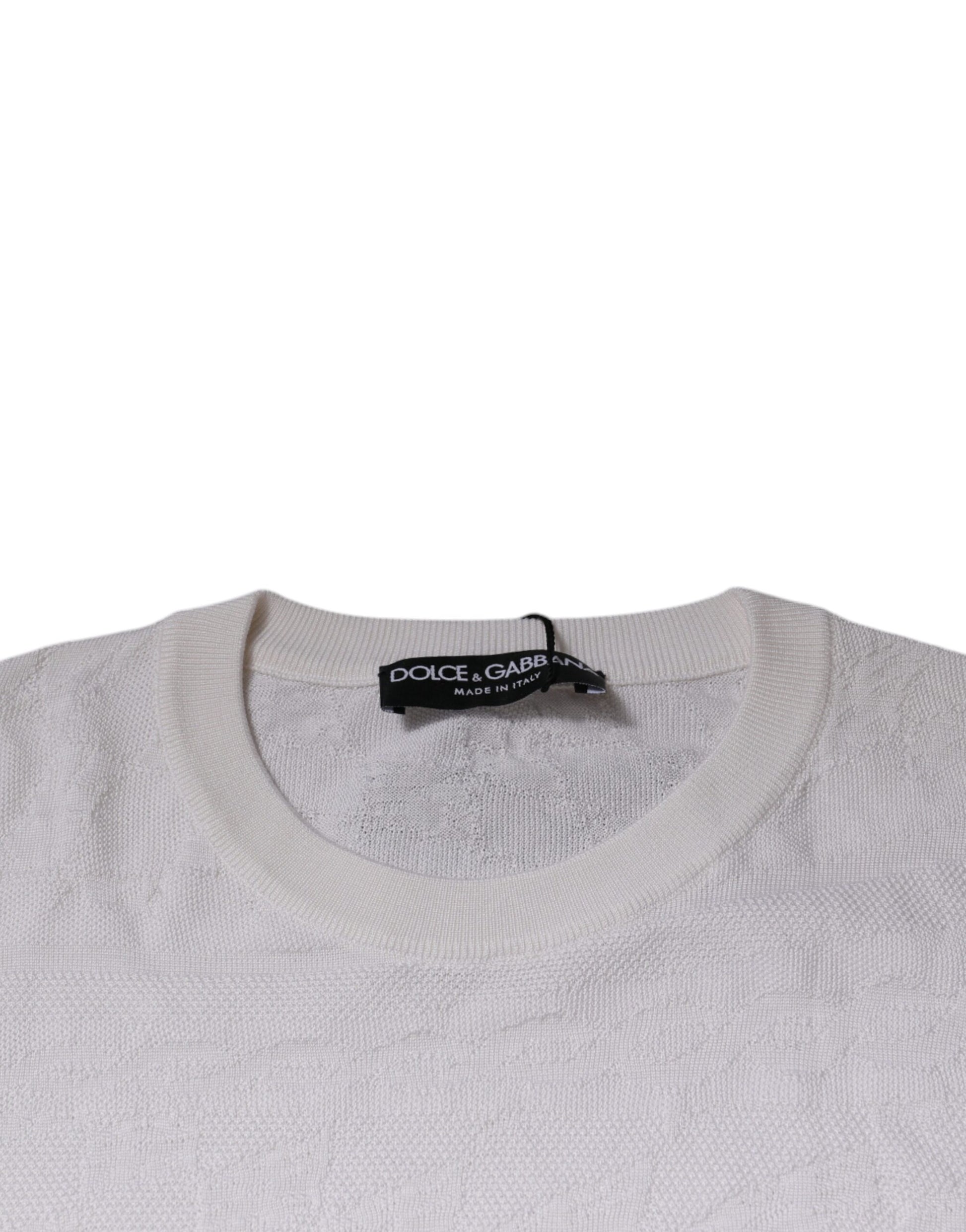 Pull ras-du-cou en soie blanche Dolce & Gabbana pour homme