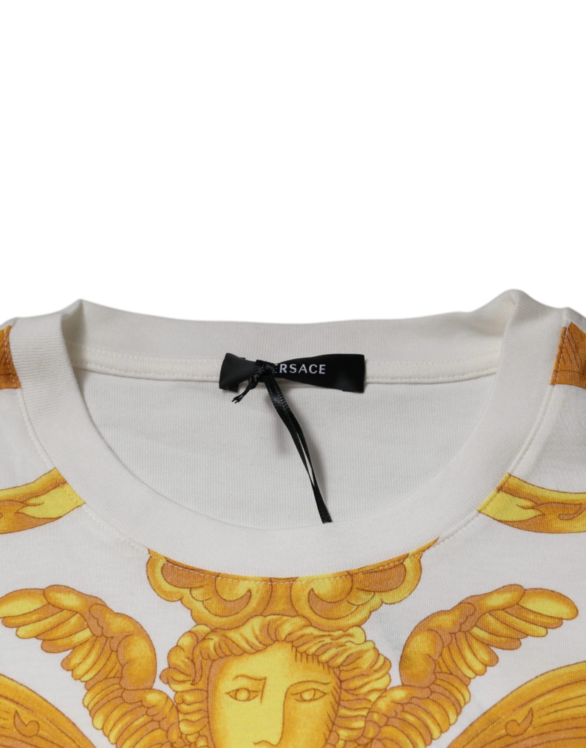 T-shirt en coton blanc à col rond et imprimé Méduse Versace