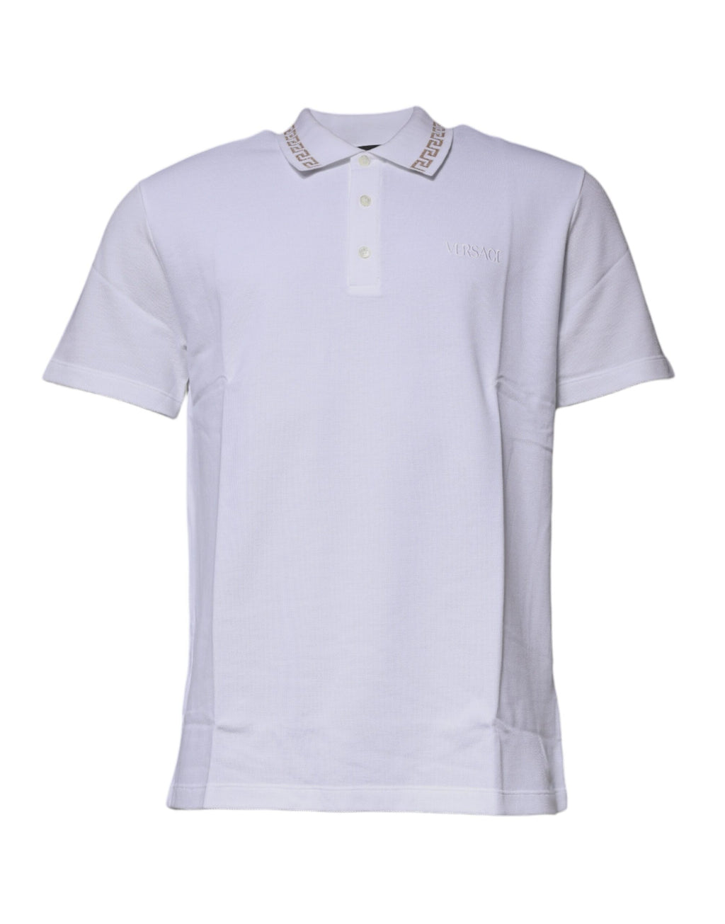 T-shirt homme polo col à manches courtes en viscose blanche Versace
