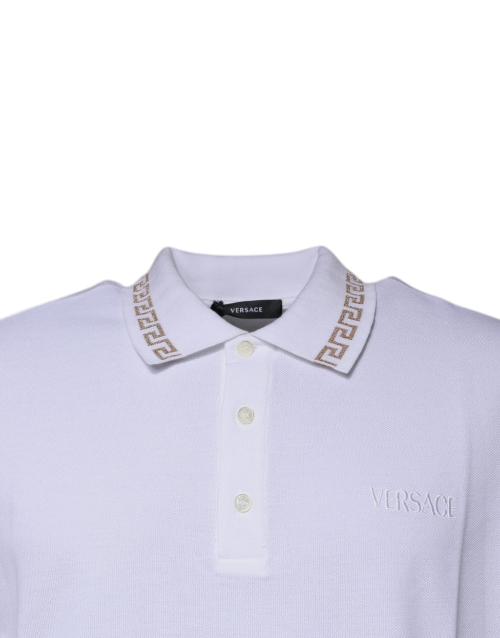 T-shirt homme polo col à manches courtes en viscose blanche Versace