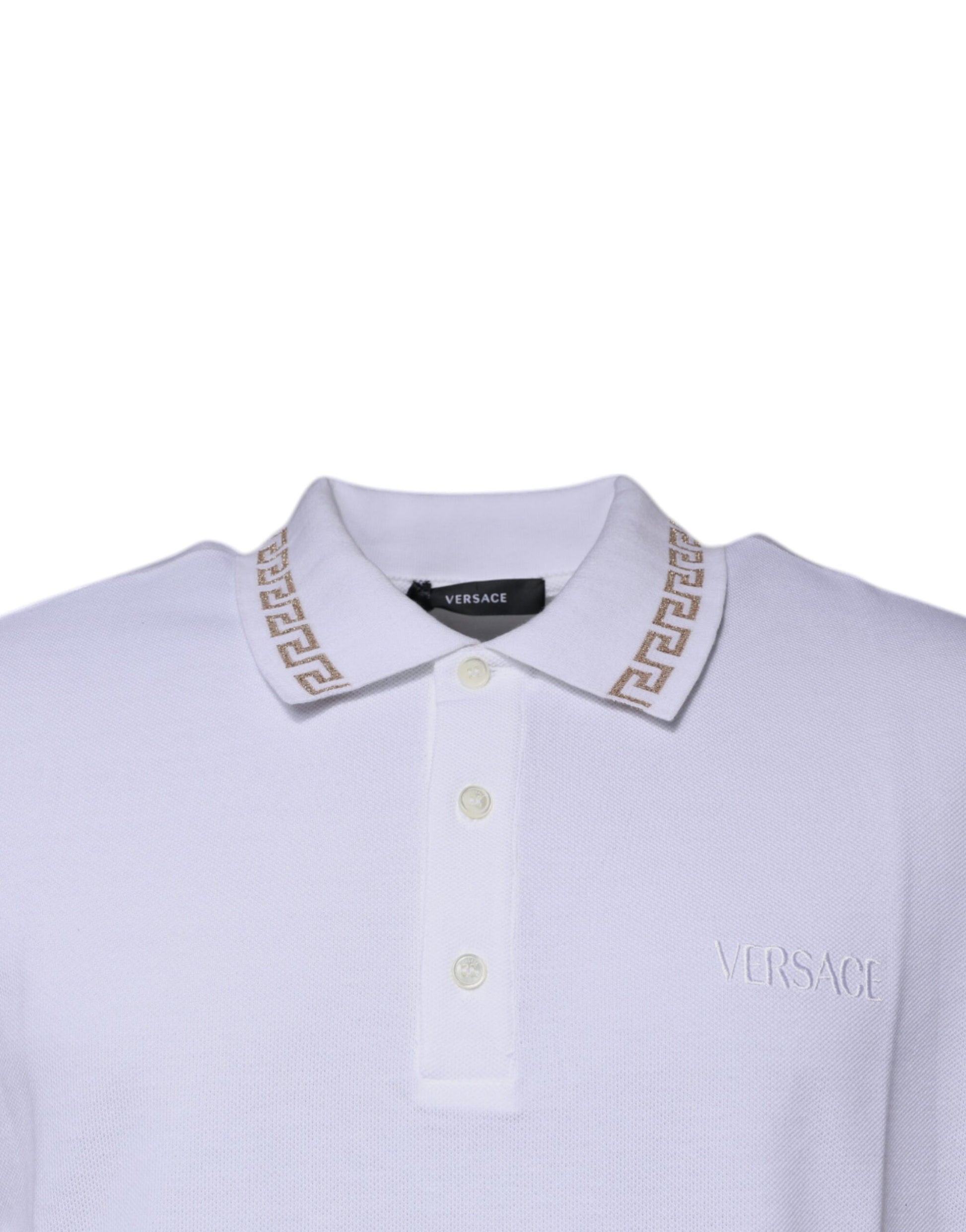 T-shirt homme polo col à manches courtes en viscose blanche Versace