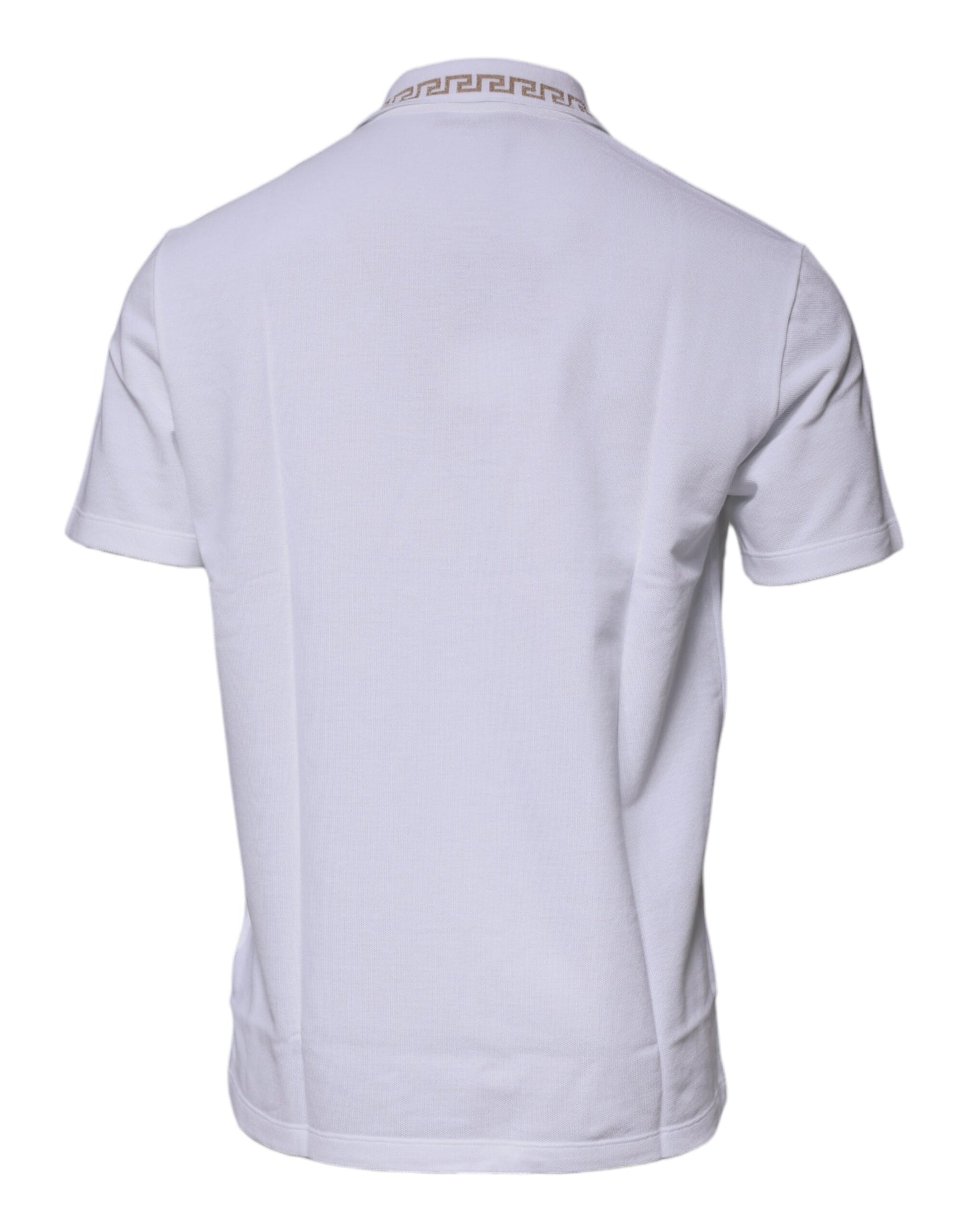 T-shirt homme polo col à manches courtes en viscose blanche Versace