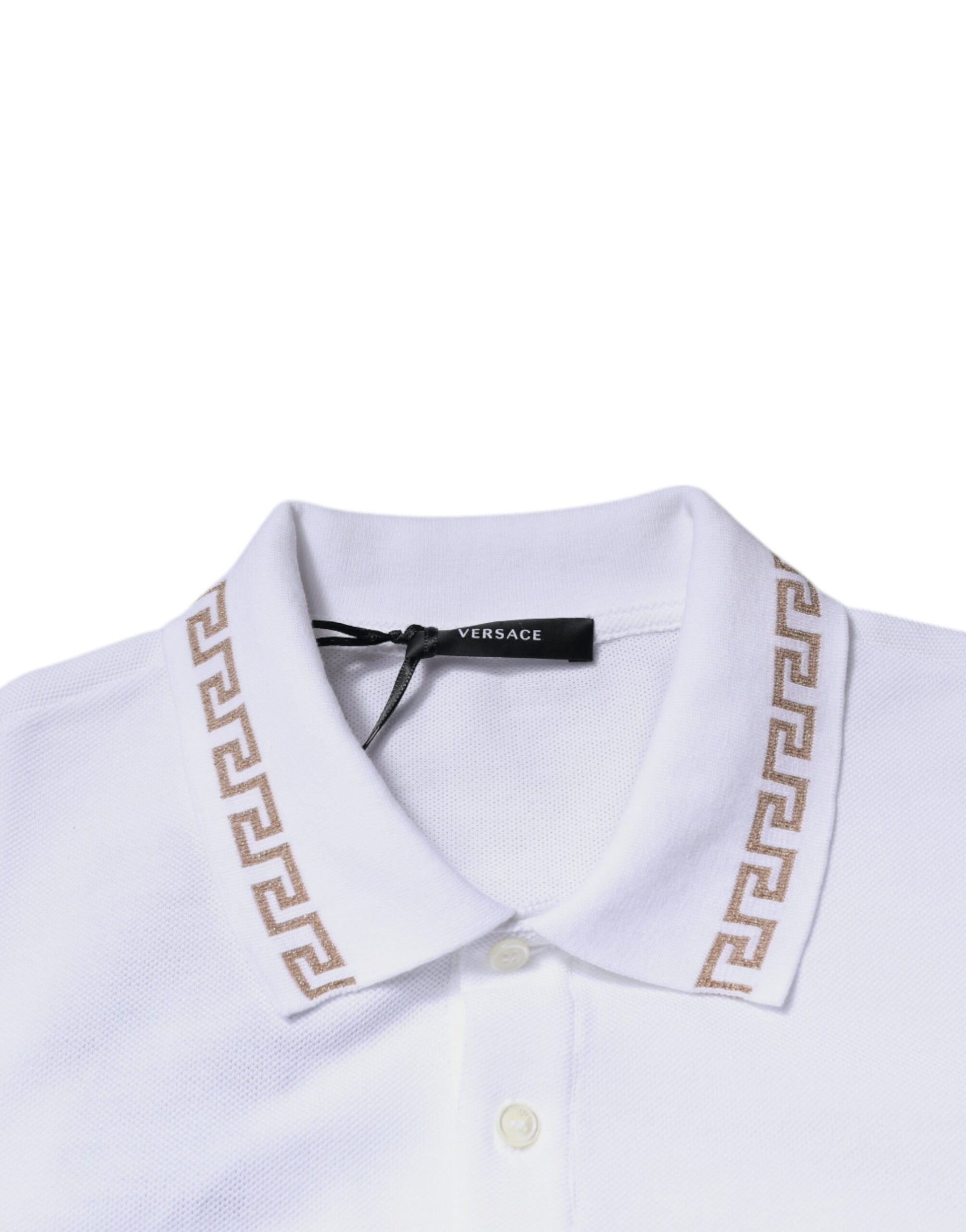 T-shirt homme polo col à manches courtes en viscose blanche Versace