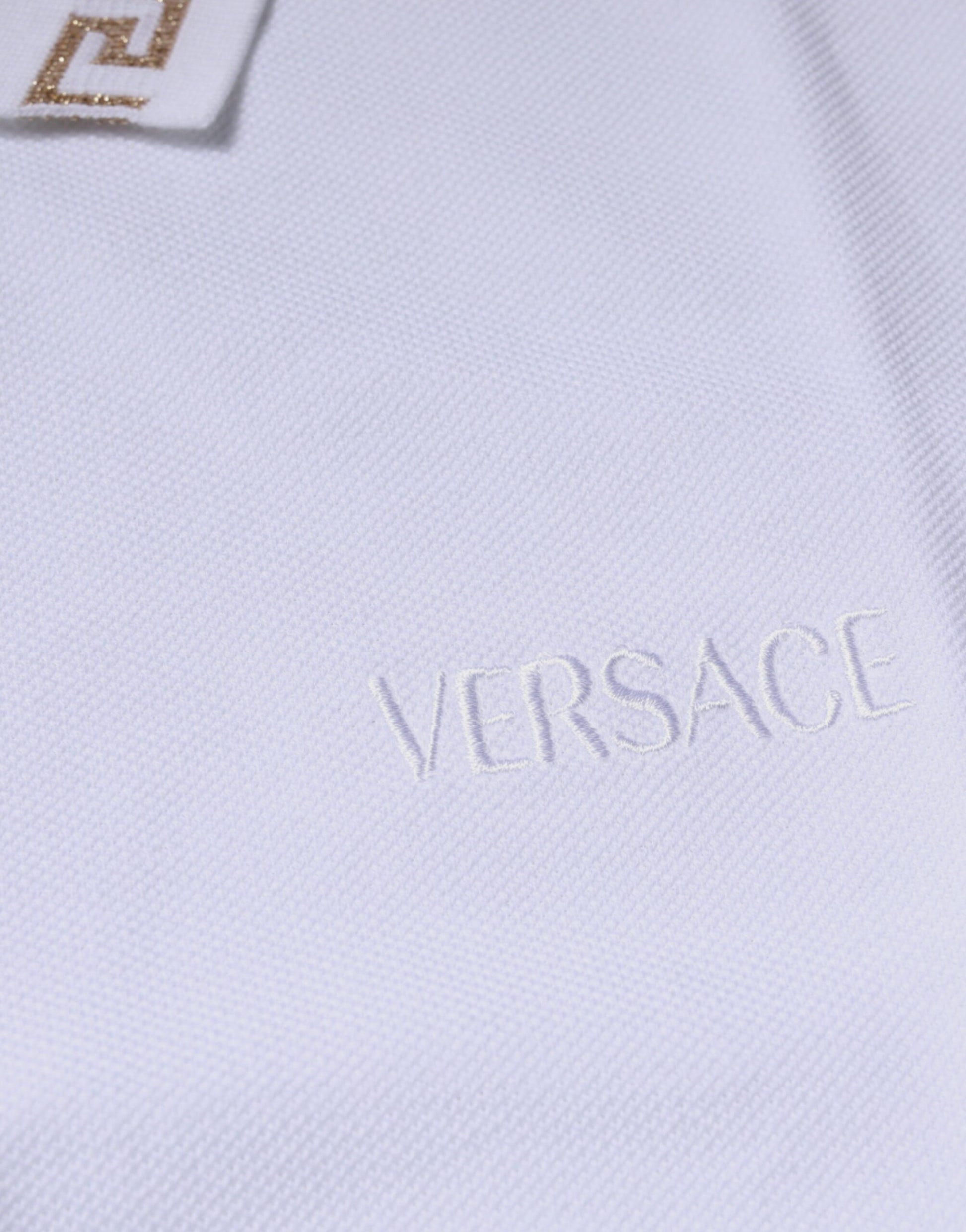 T-shirt homme polo col à manches courtes en viscose blanche Versace