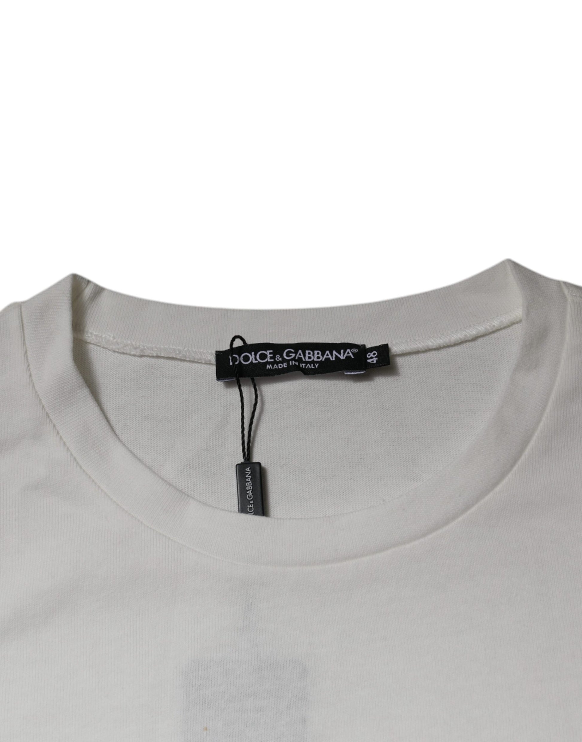 T-shirt Dolce & Gabbana blanc col rond manches courtes logo DG