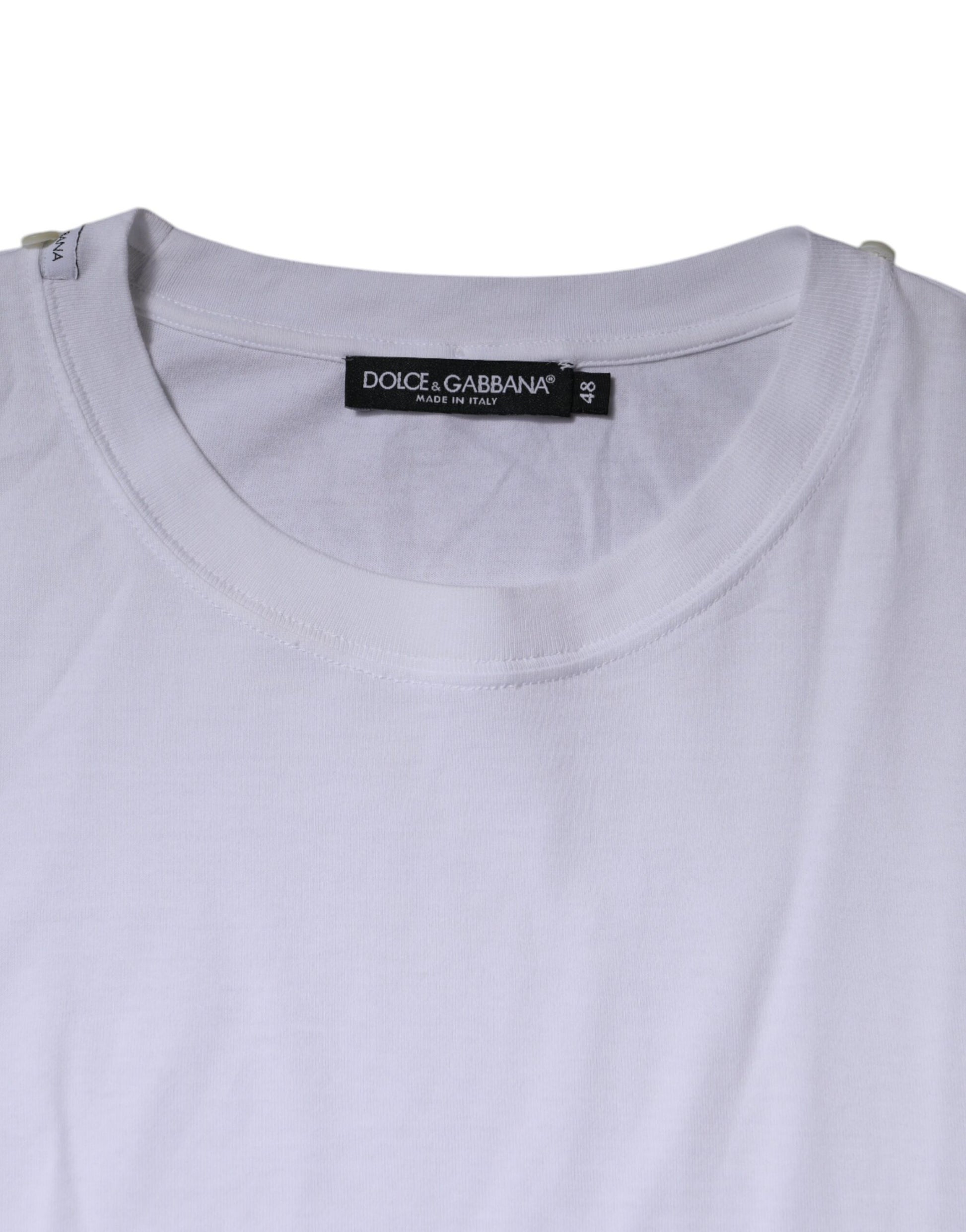 T-shirt Dolce & Gabbana en coton blanc à col rond et manches courtes