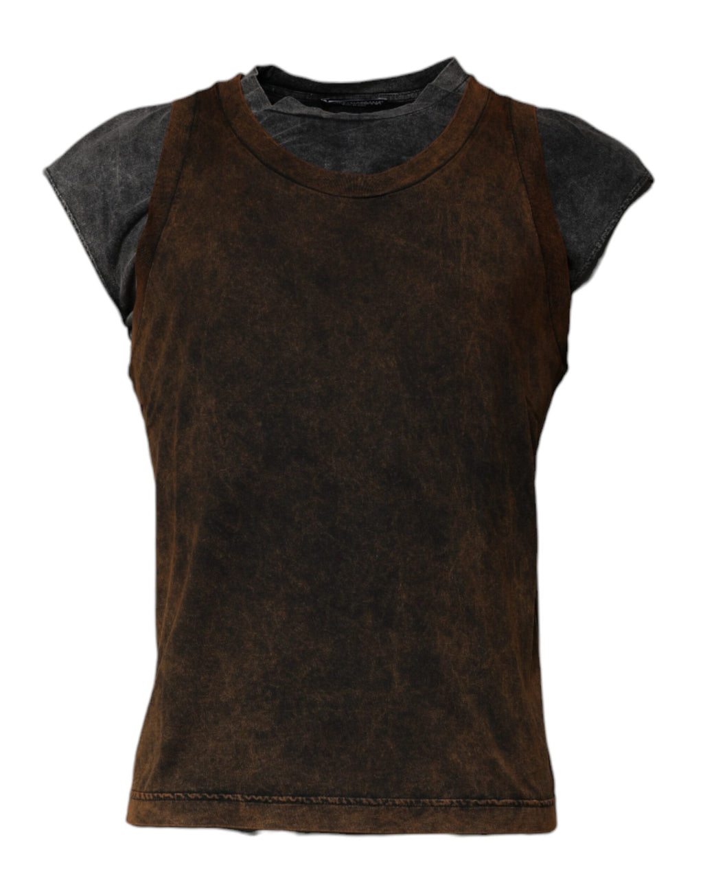 T-shirt sans manches à col rond en coton marron Dolce & Gabbana