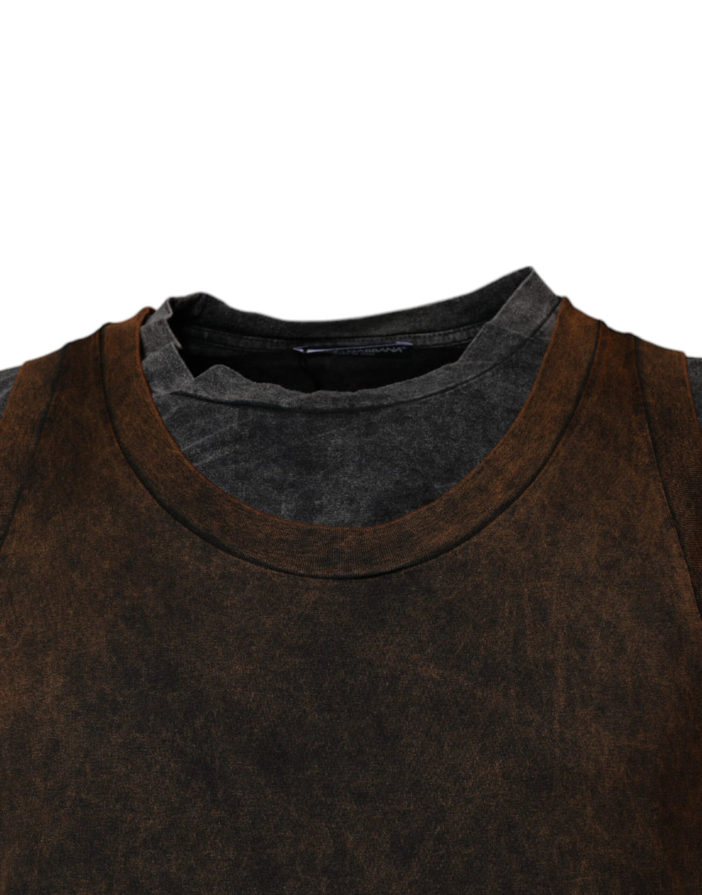 T-shirt sans manches à col rond en coton marron Dolce & Gabbana