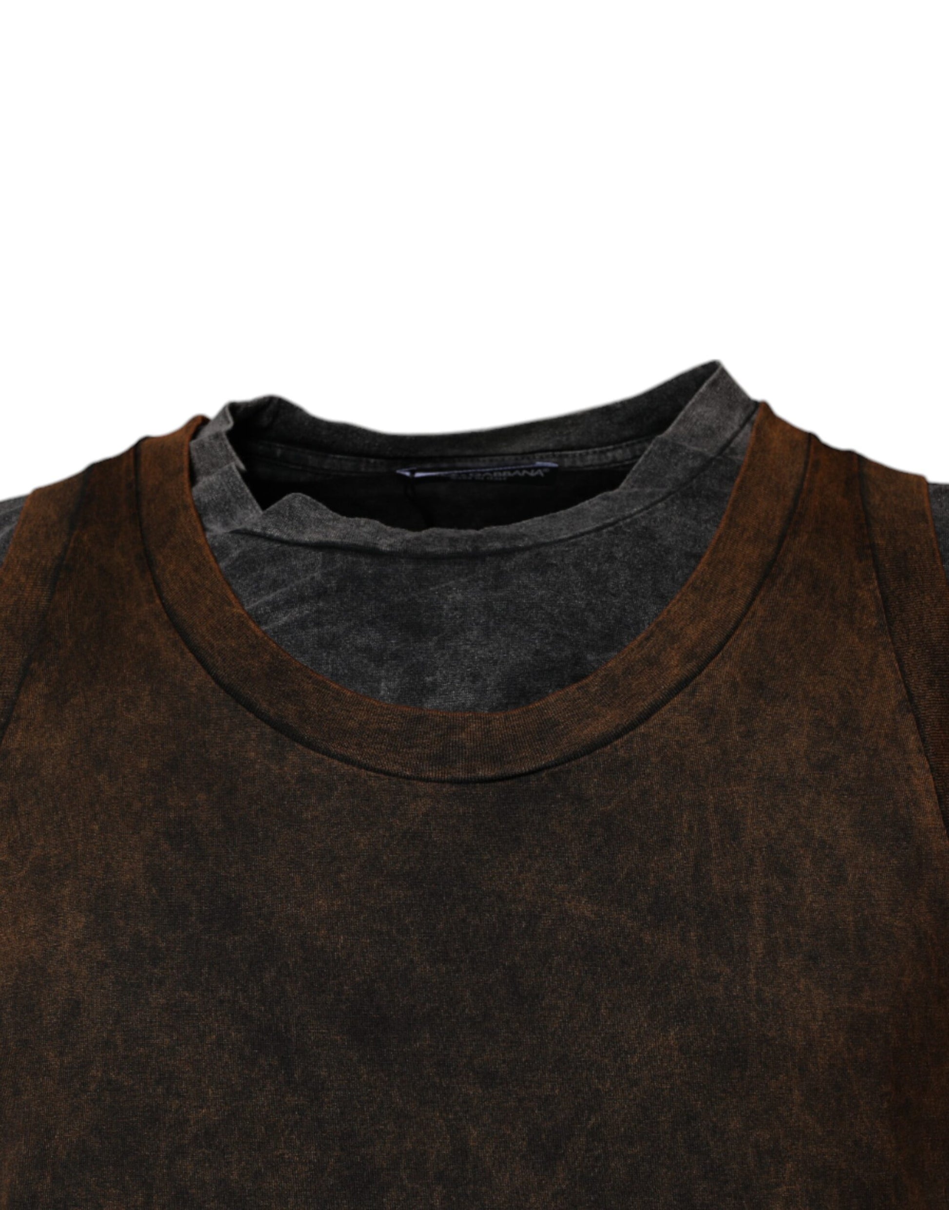 T-shirt sans manches à col rond en coton marron Dolce & Gabbana