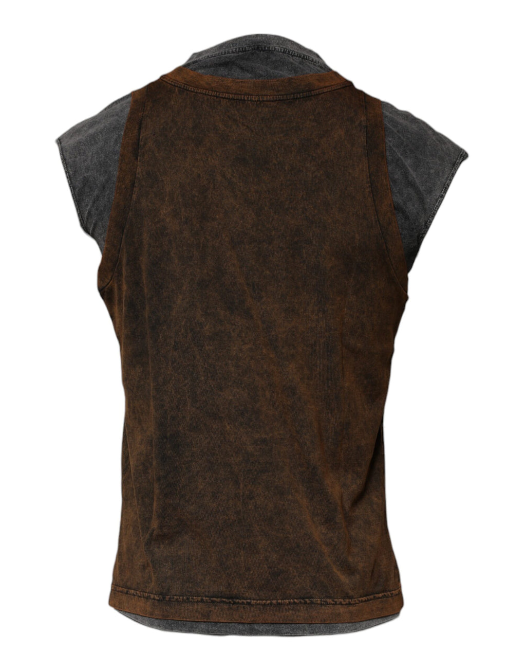 T-shirt sans manches à col rond en coton marron Dolce & Gabbana