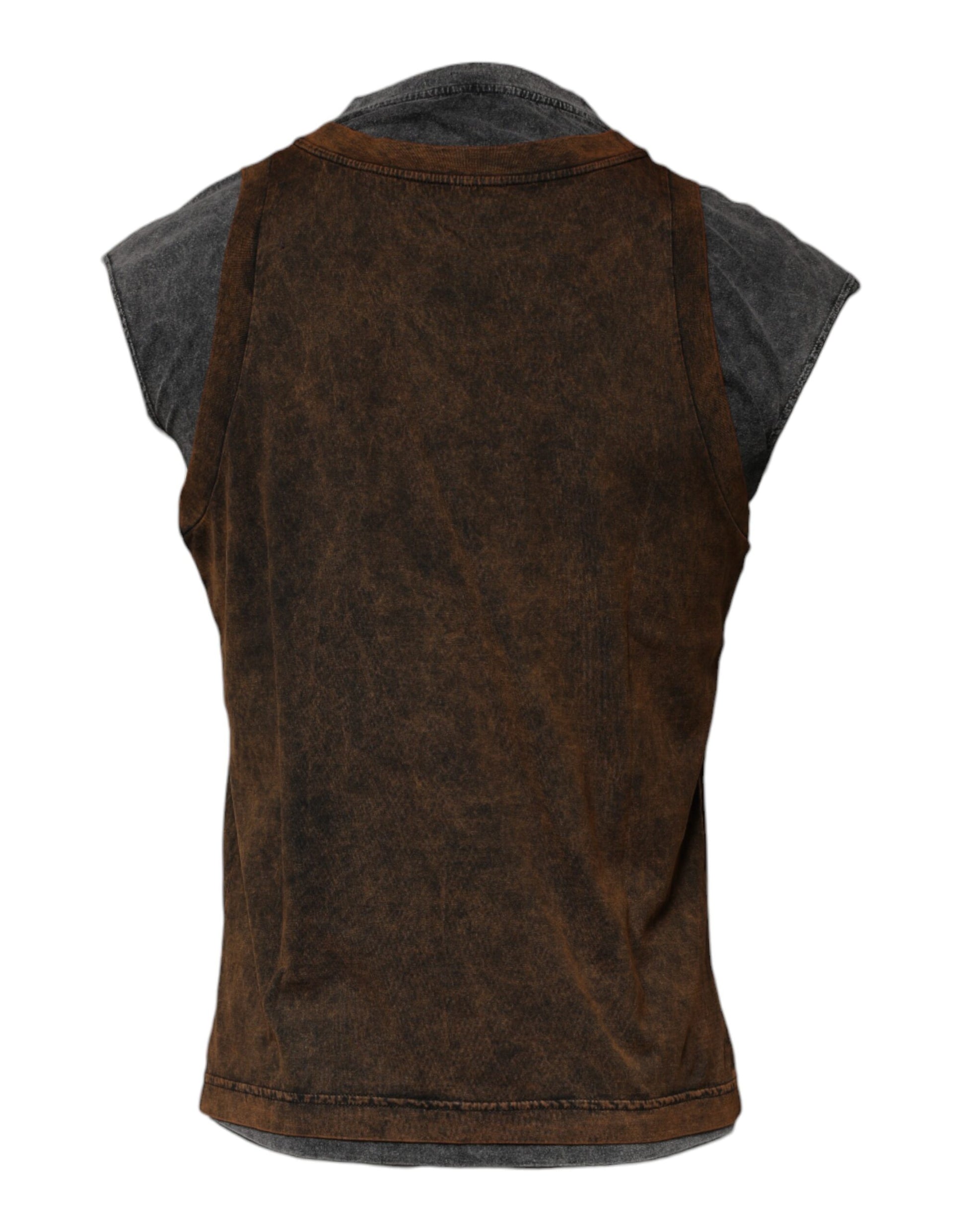 T-shirt sans manches à col rond en coton marron Dolce & Gabbana