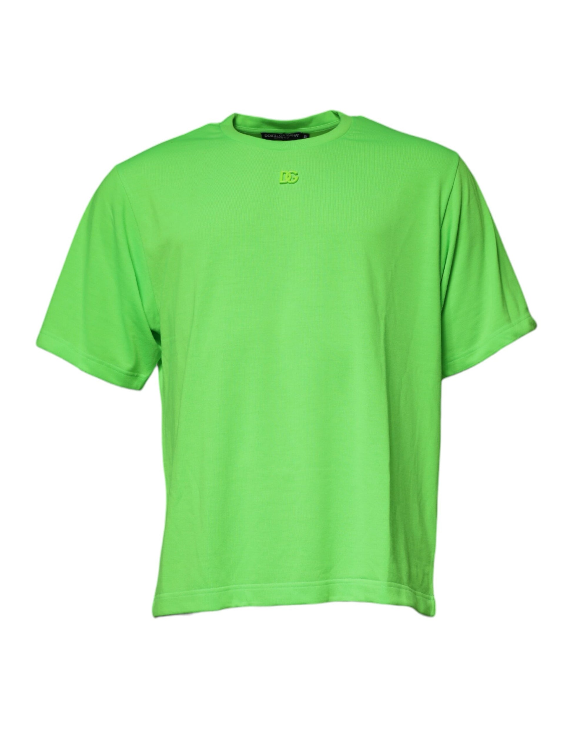 T-shirt col rond en coton vert avec logo DG Dolce & Gabbana