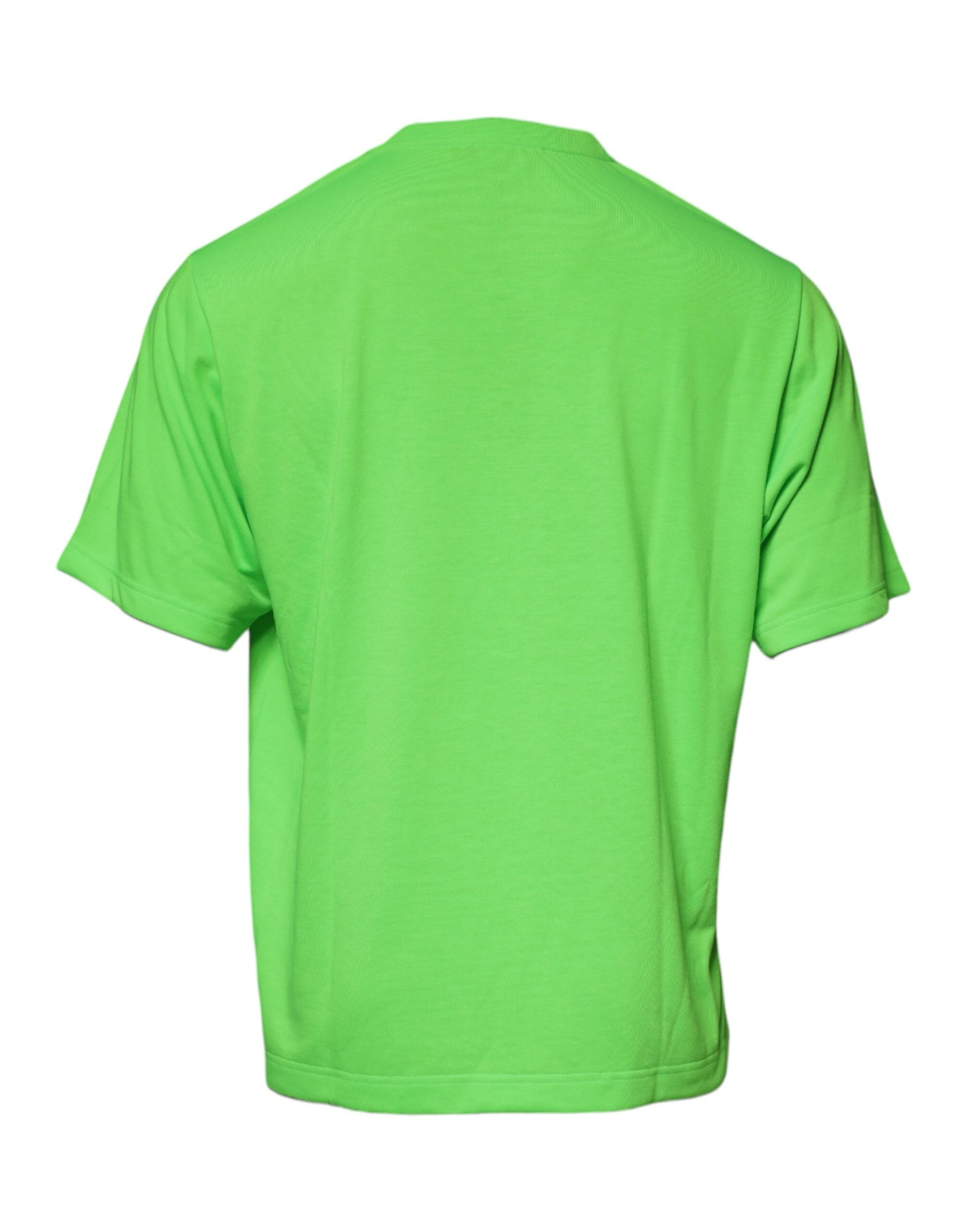 T-shirt col rond en coton vert avec logo DG Dolce & Gabbana