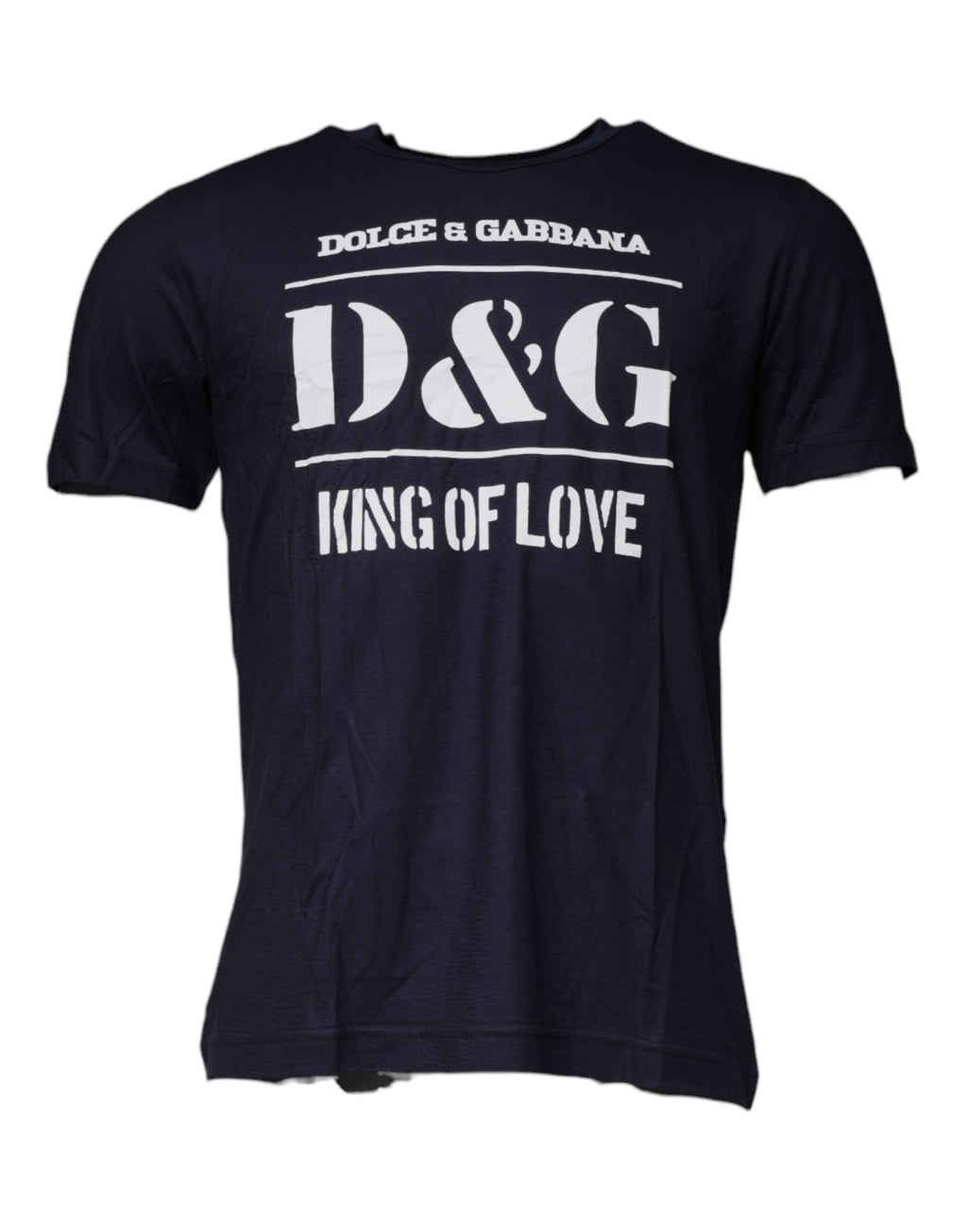 T-shirt à col rond en coton bleu Dolce & Gabbana D&G King Of Love
