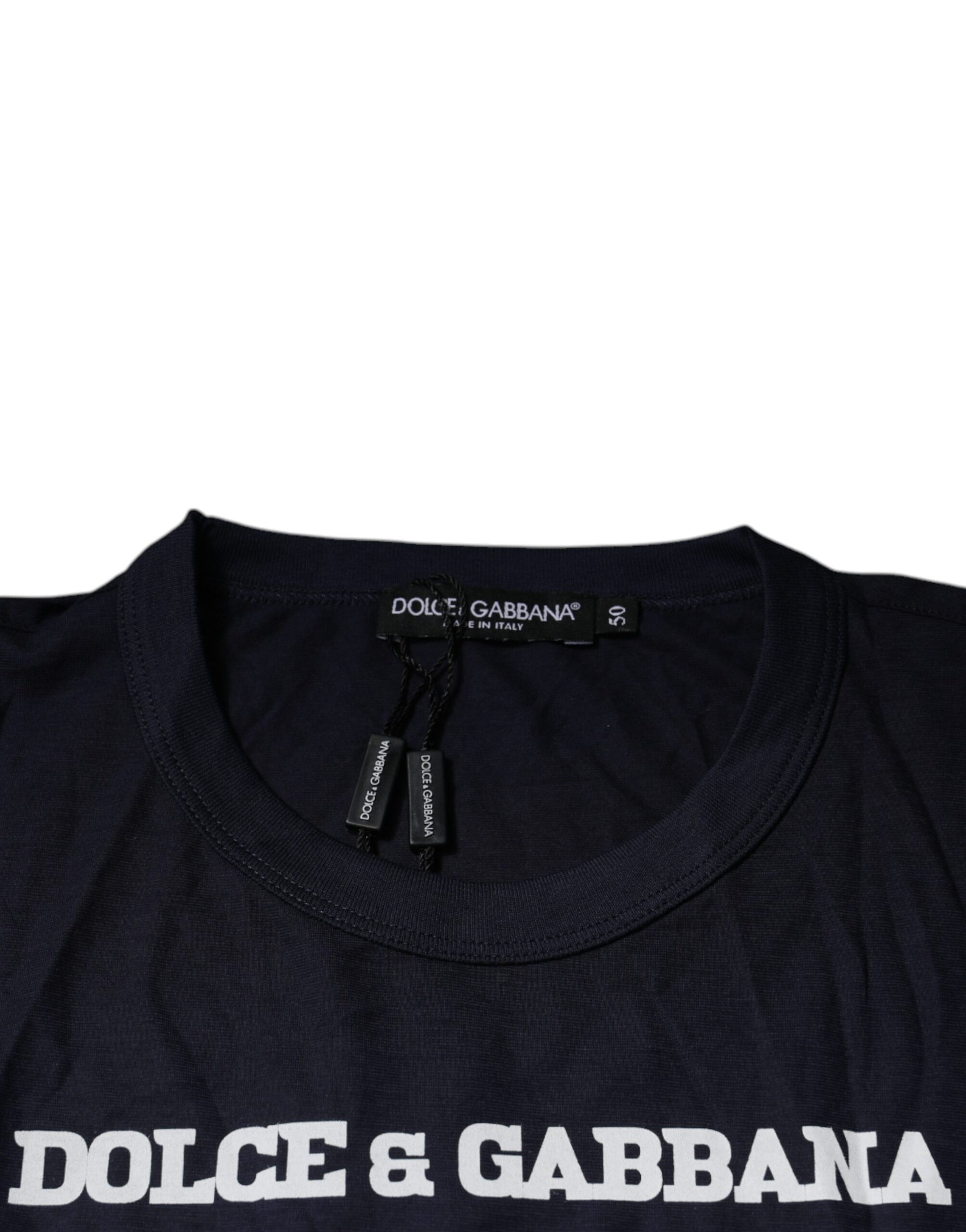T-shirt à col rond en coton bleu Dolce & Gabbana D&G King Of Love