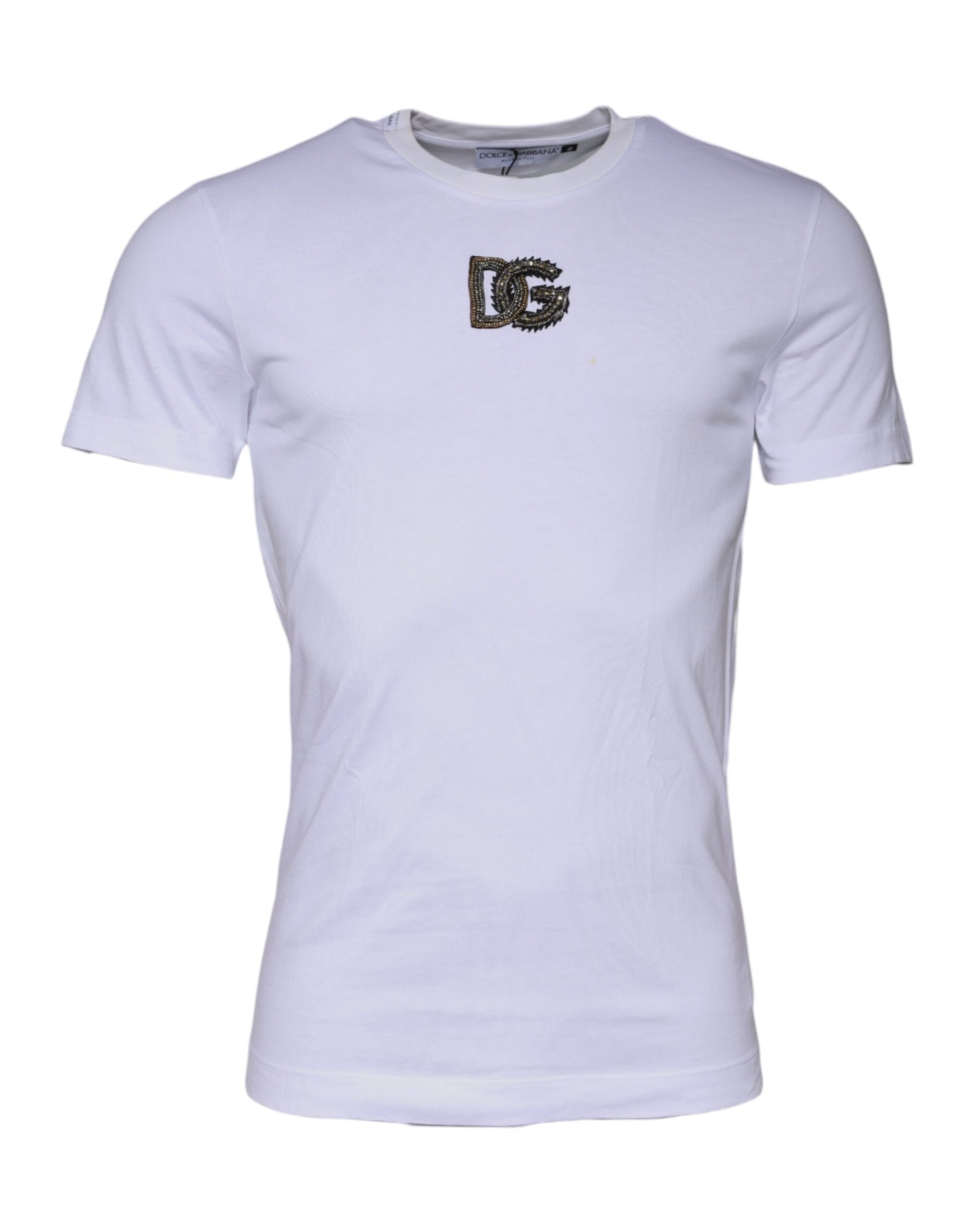T-shirt col rond en coton blanc avec logo DG Dolce & Gabbana