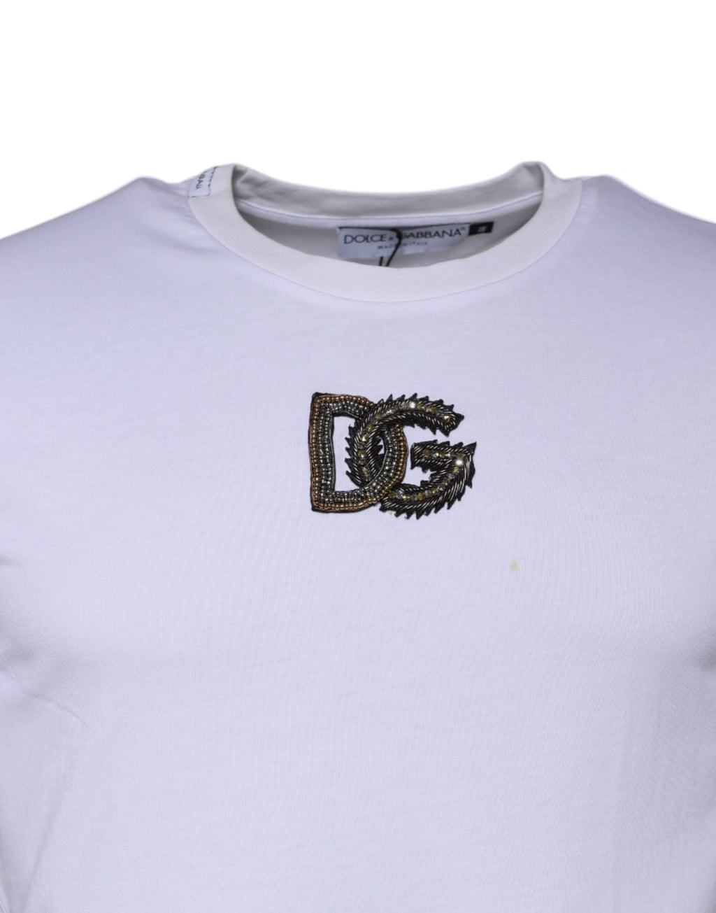 T-shirt col rond en coton blanc avec logo DG Dolce & Gabbana