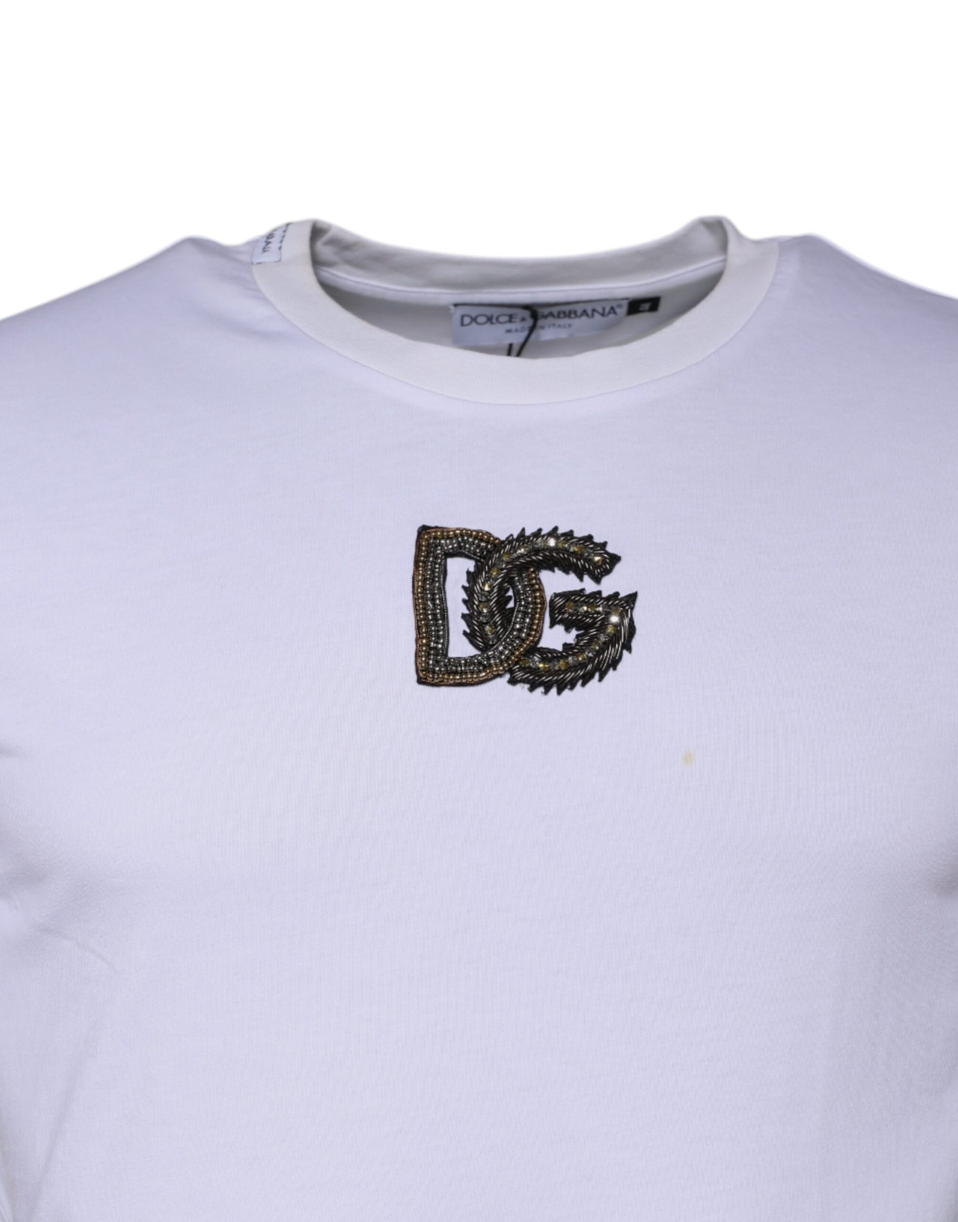 T-shirt col rond en coton blanc avec logo DG Dolce & Gabbana