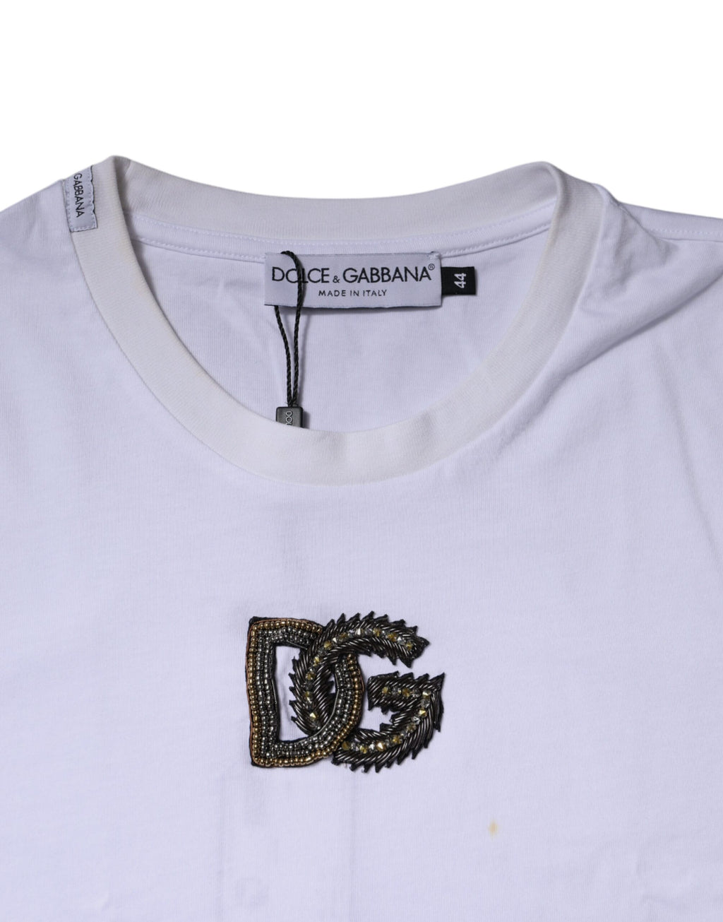 T-shirt col rond en coton blanc avec logo DG Dolce & Gabbana