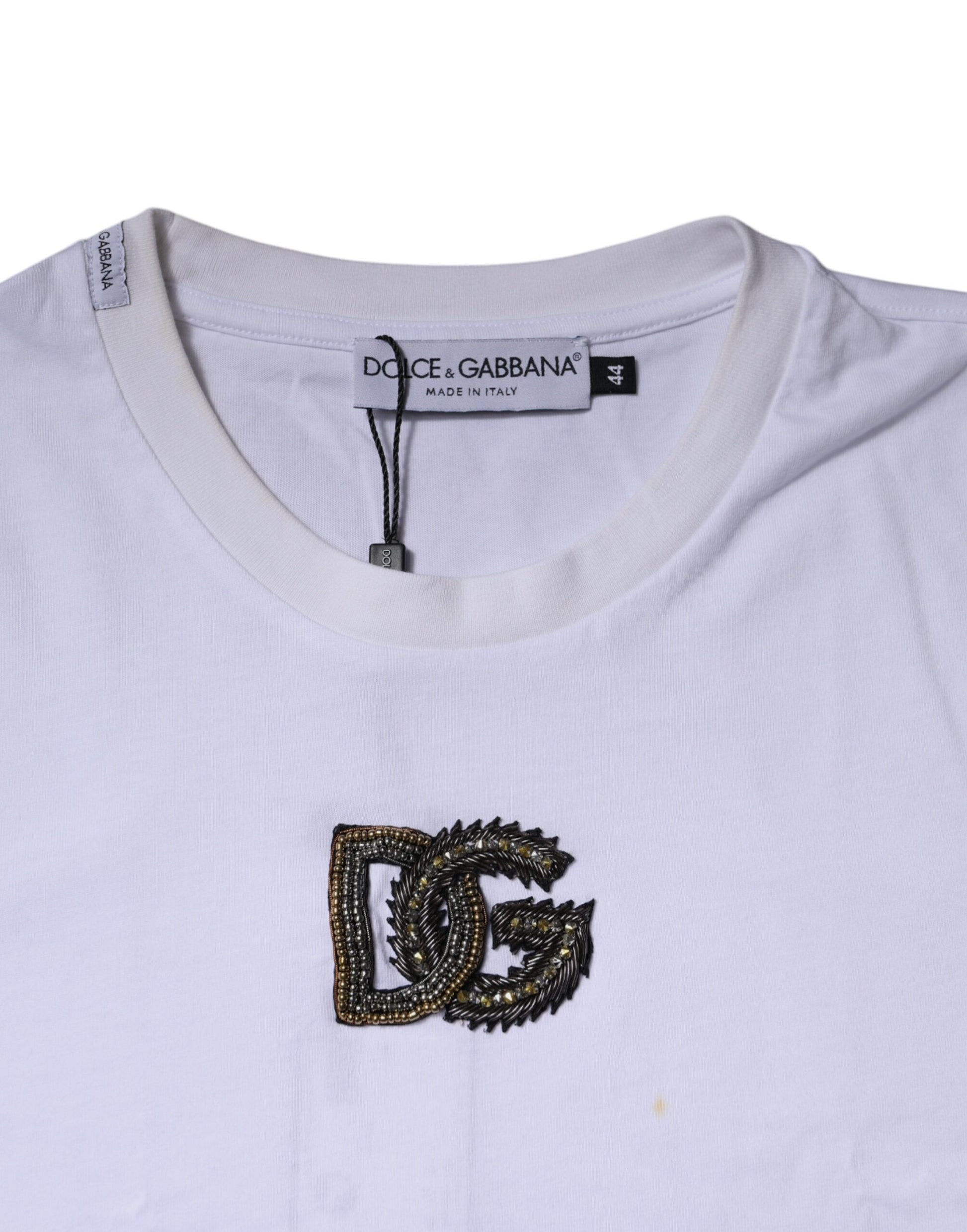 T-shirt col rond en coton blanc avec logo DG Dolce & Gabbana