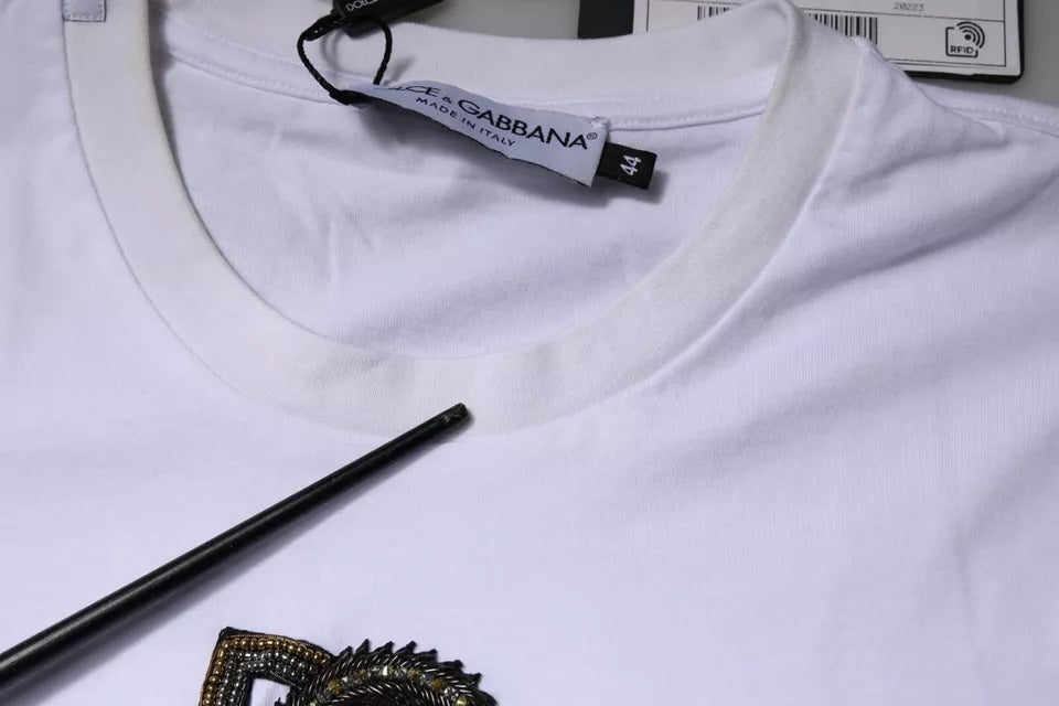 T-shirt col rond en coton blanc avec logo DG Dolce & Gabbana
