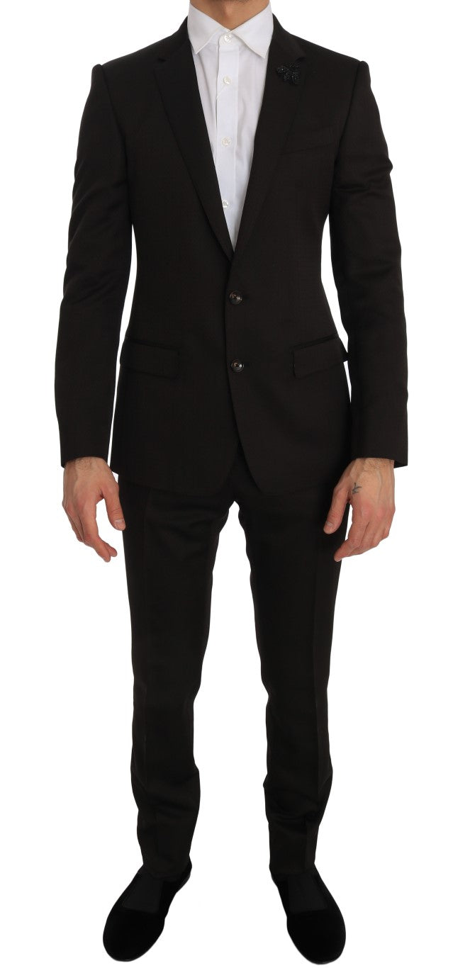 Dolce & Gabbana Laine Marron Cristal Abeille Coupe Slim MARTINI