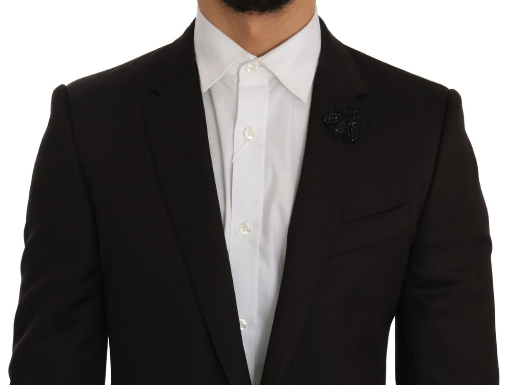 Dolce & Gabbana Laine Marron Cristal Abeille Coupe Slim MARTINI