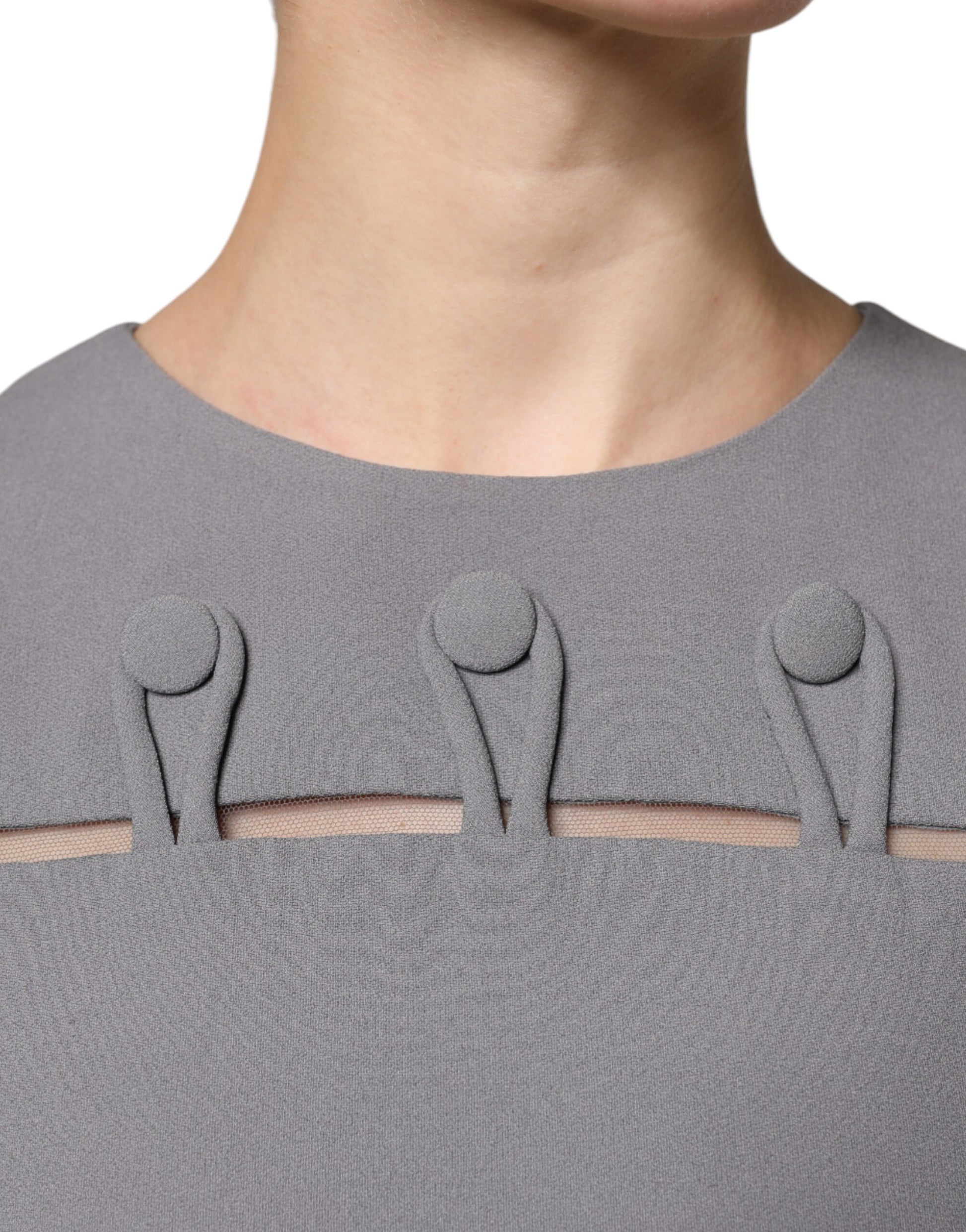 Robe mini sans manches coupe évasée à col rond Emporio Armani grise