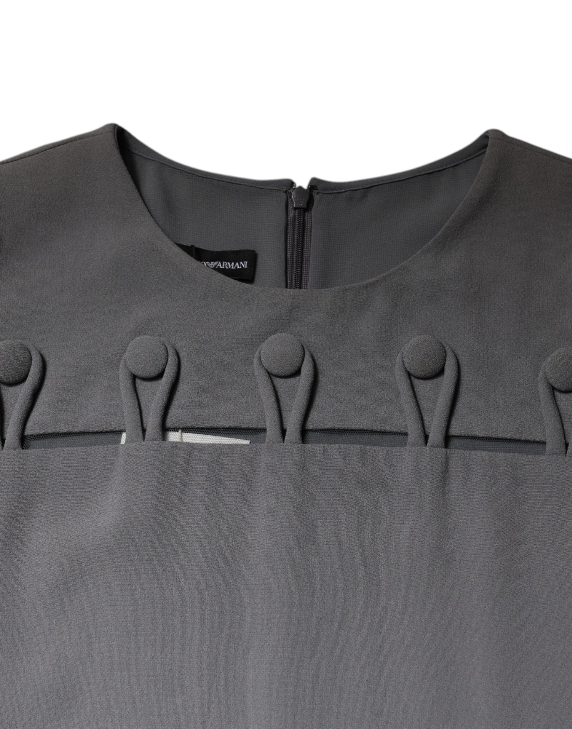 Robe mini sans manches coupe évasée à col rond Emporio Armani grise