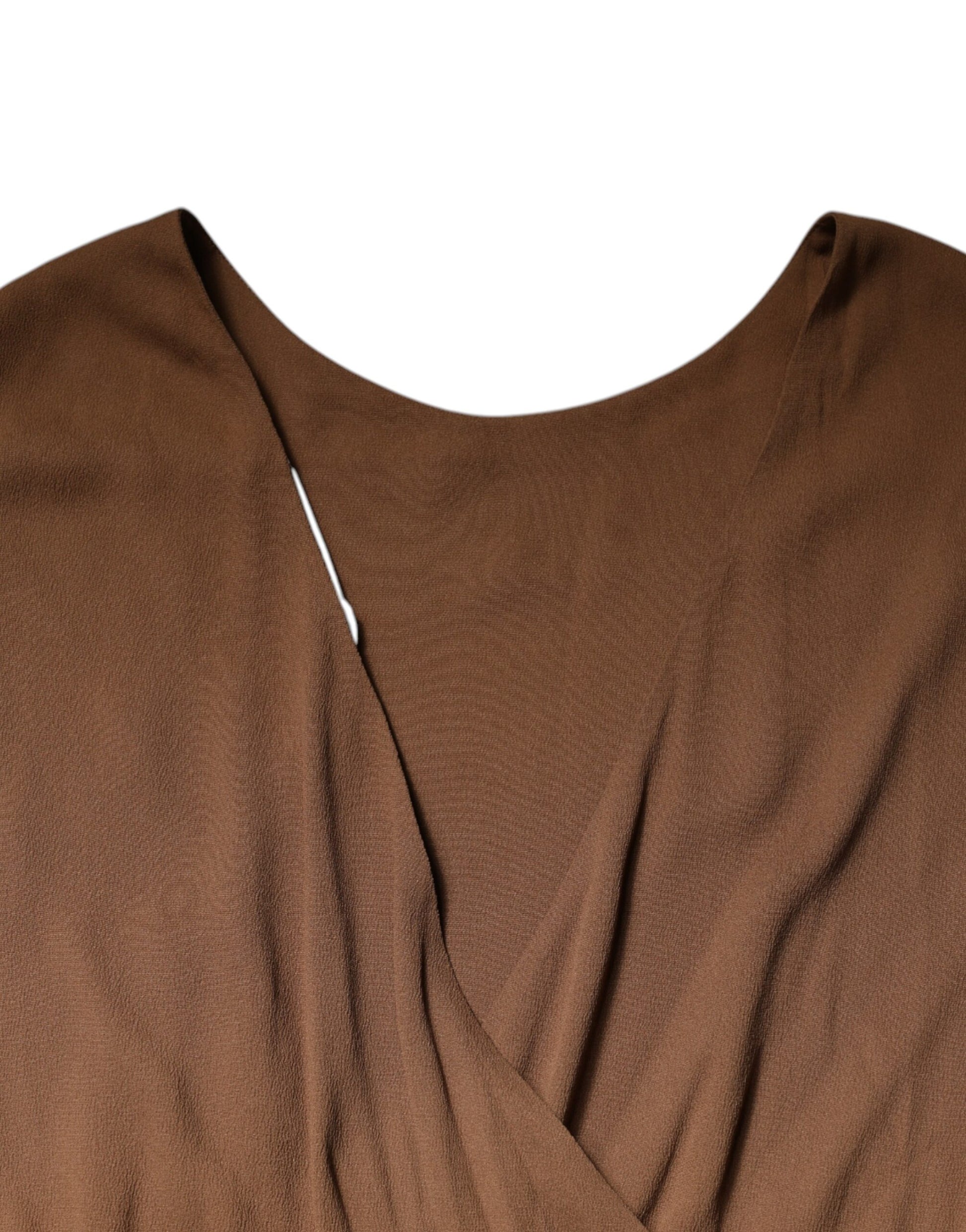 Robe longue sans manches évasée marron à col en V profond Fabiana Filippi