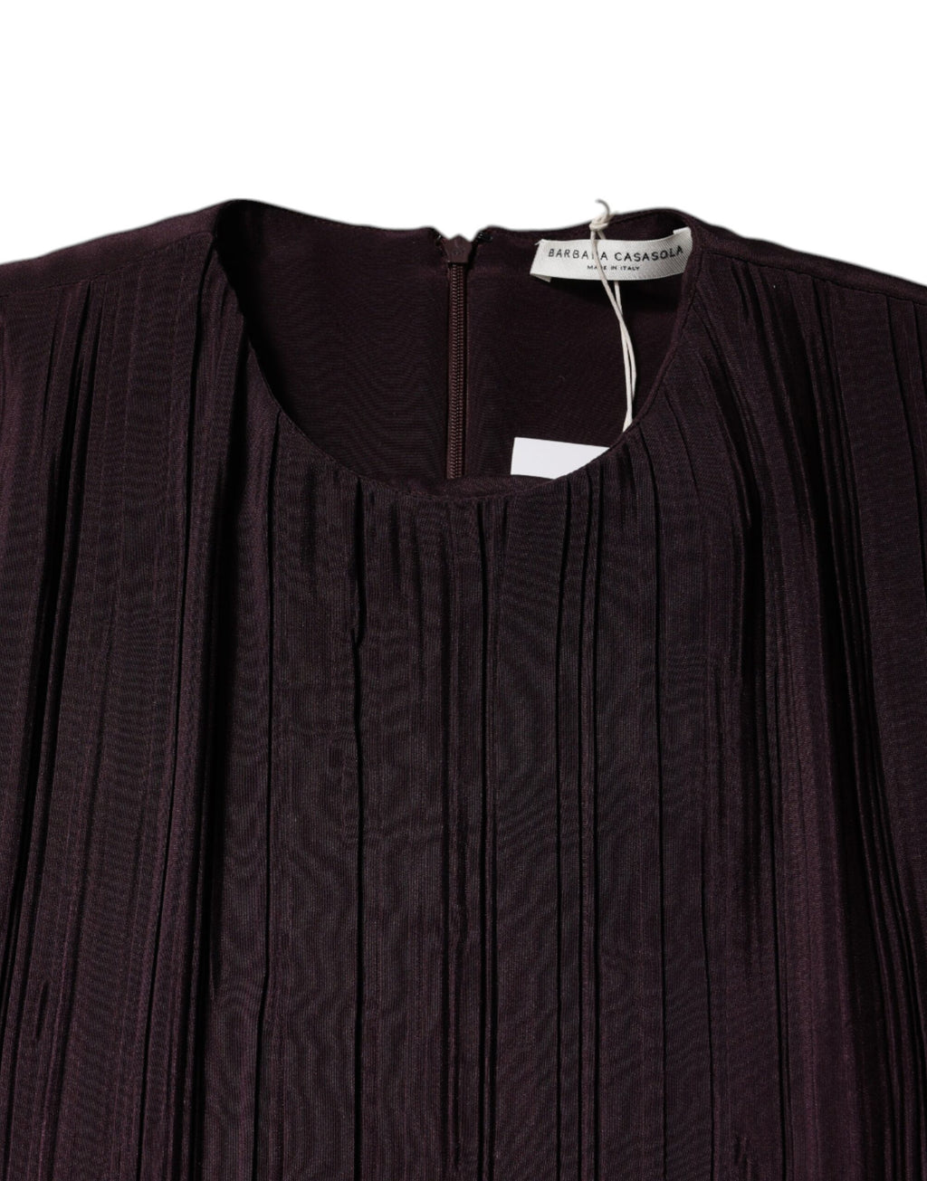 Robe longue fourreau en soie marron à manches courtes Barbara Casasola