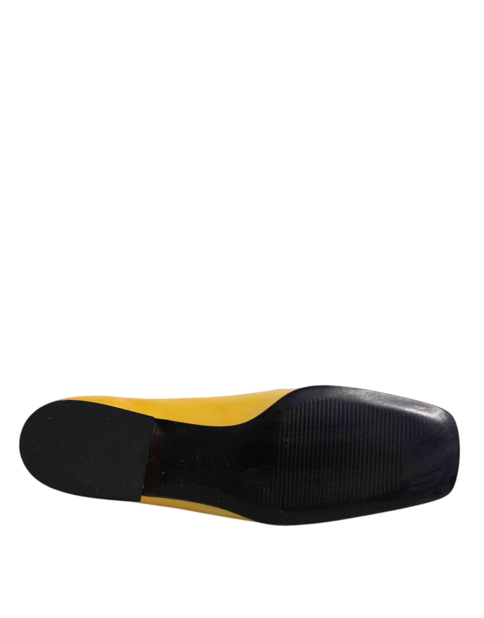 Chaussures mocassins à enfiler en cuir jaune avec plaque logo Dolce & Gabbana