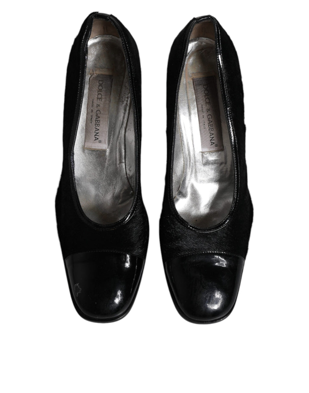 Chaussures escarpins à talons blocs en cuir noir Dolce & Gabbana