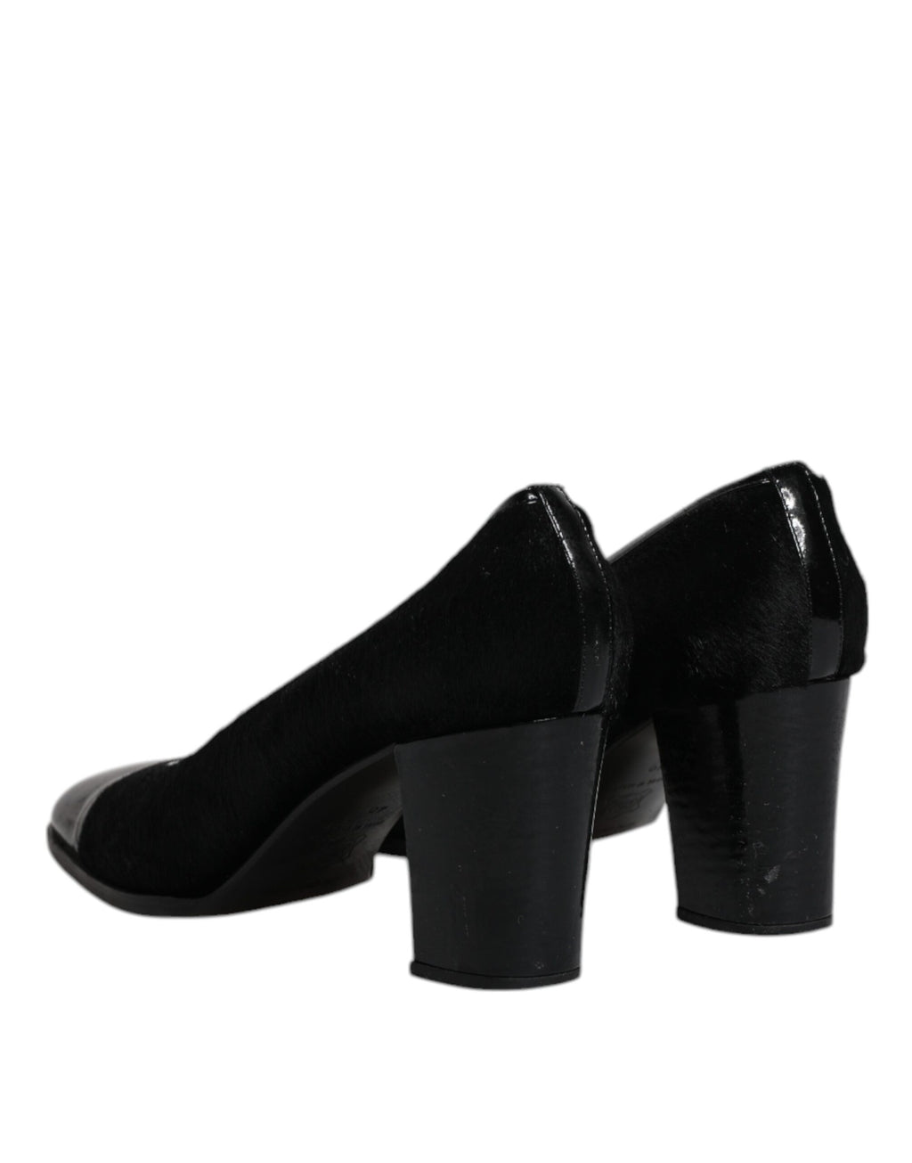 Chaussures escarpins à talons blocs en cuir noir Dolce & Gabbana