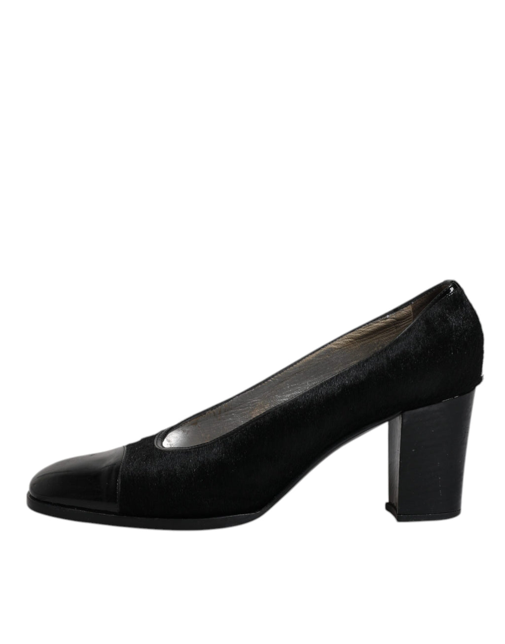 Chaussures escarpins à talons blocs en cuir noir Dolce & Gabbana