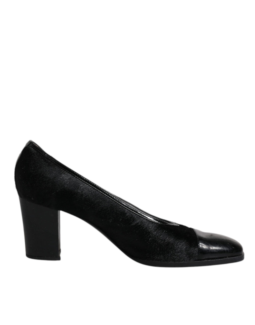 Chaussures escarpins à talons blocs en cuir noir Dolce & Gabbana
