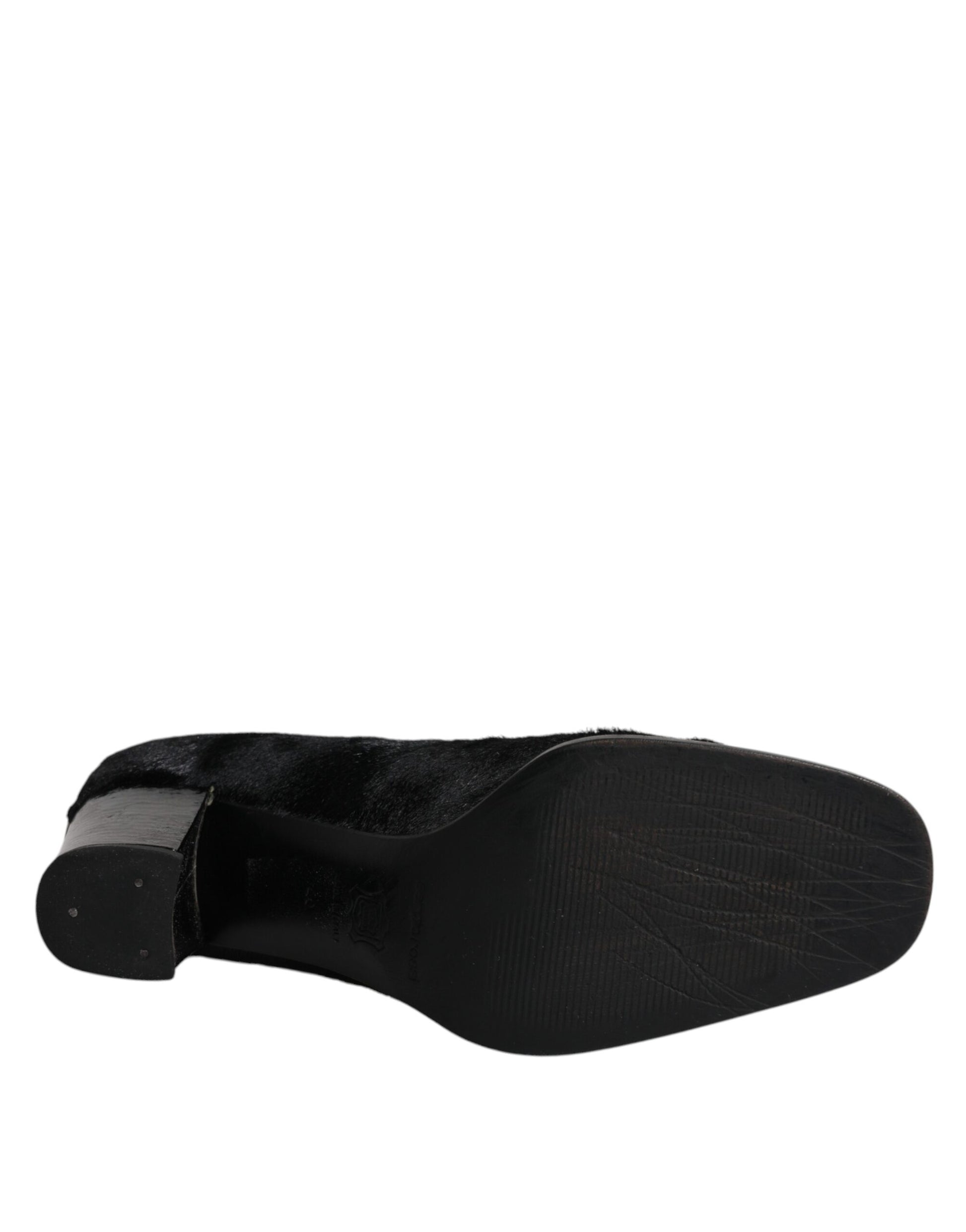 Chaussures escarpins à talons blocs en cuir noir Dolce & Gabbana