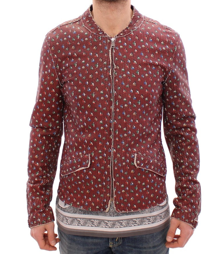 Manteau veste en cuir imprimé boxeur Dolce & Gabbana Bordeaux